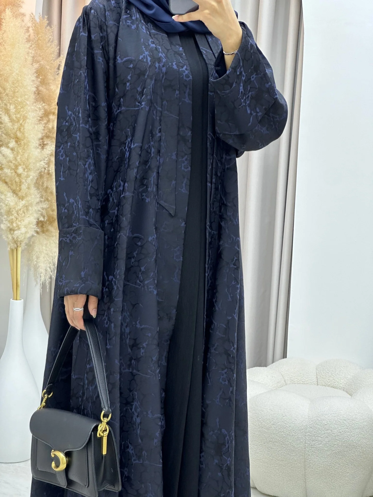 C 0275-03 Navy Blue Ragged Abaya - Image 4