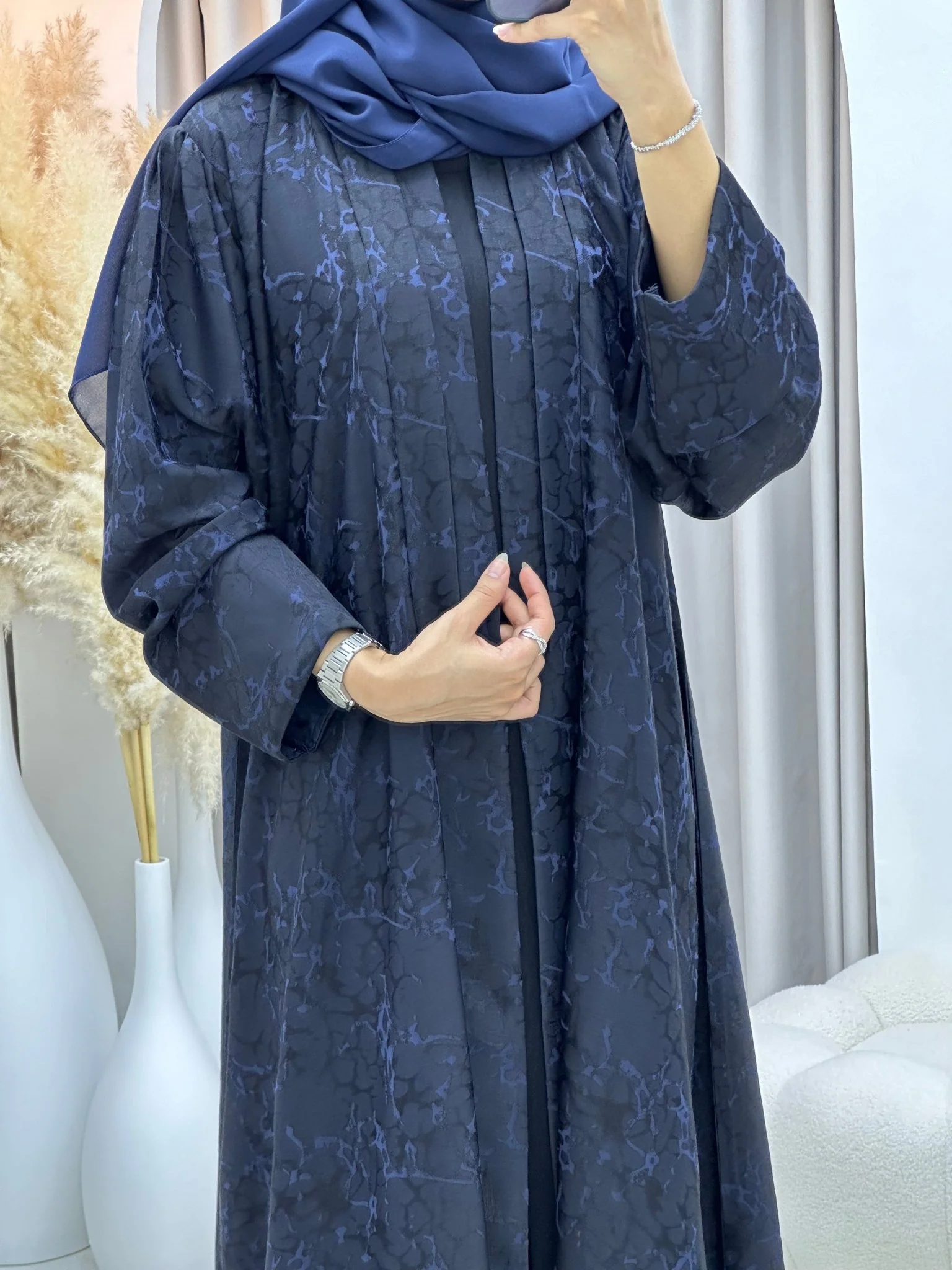 C 0275-03 Navy Blue Ragged Abaya - Image 5