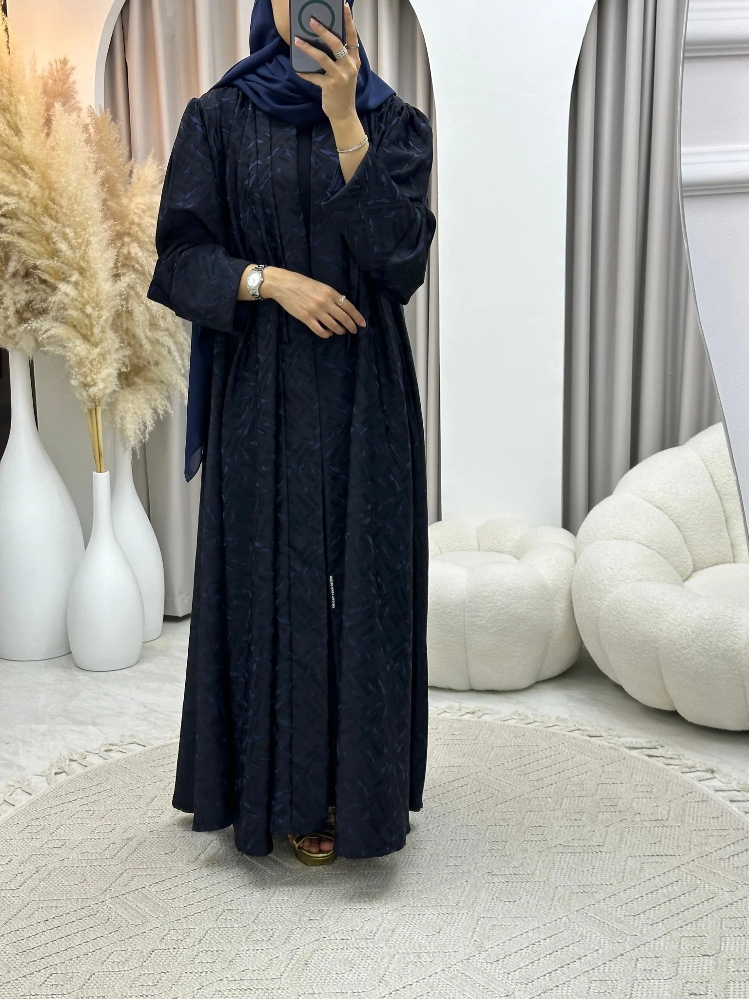 C 0276-03 Navy Blue Tagged Abaya - Image 5