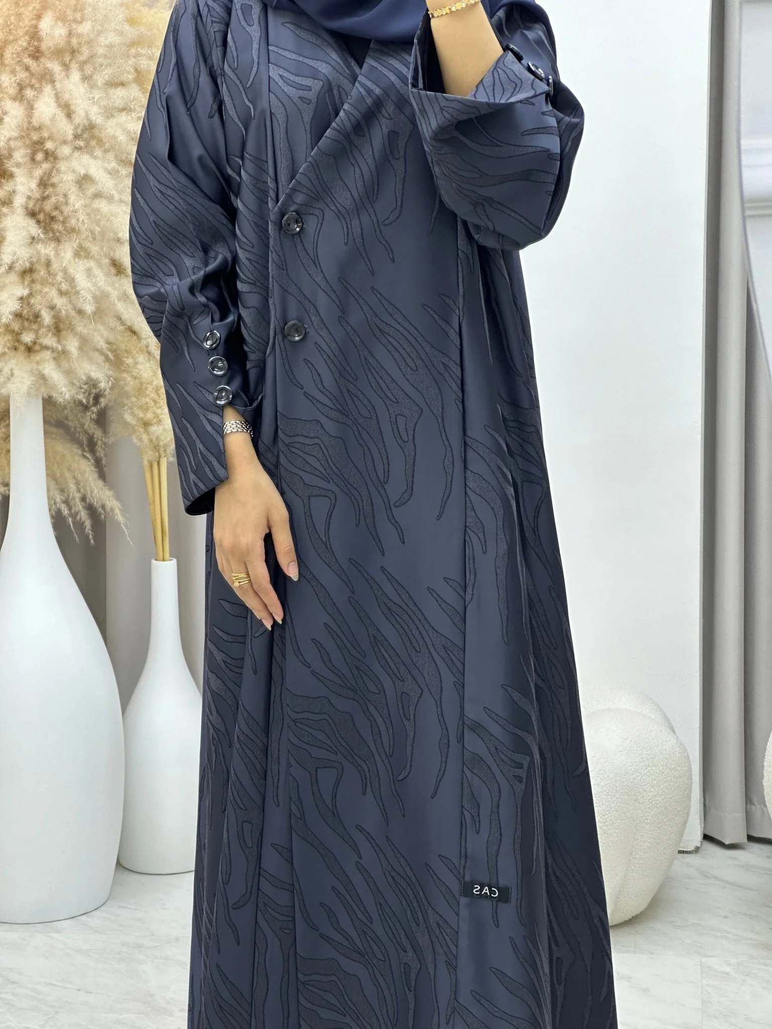 C 0290-03 Navy Blue Ragged Abaya - Image 6
