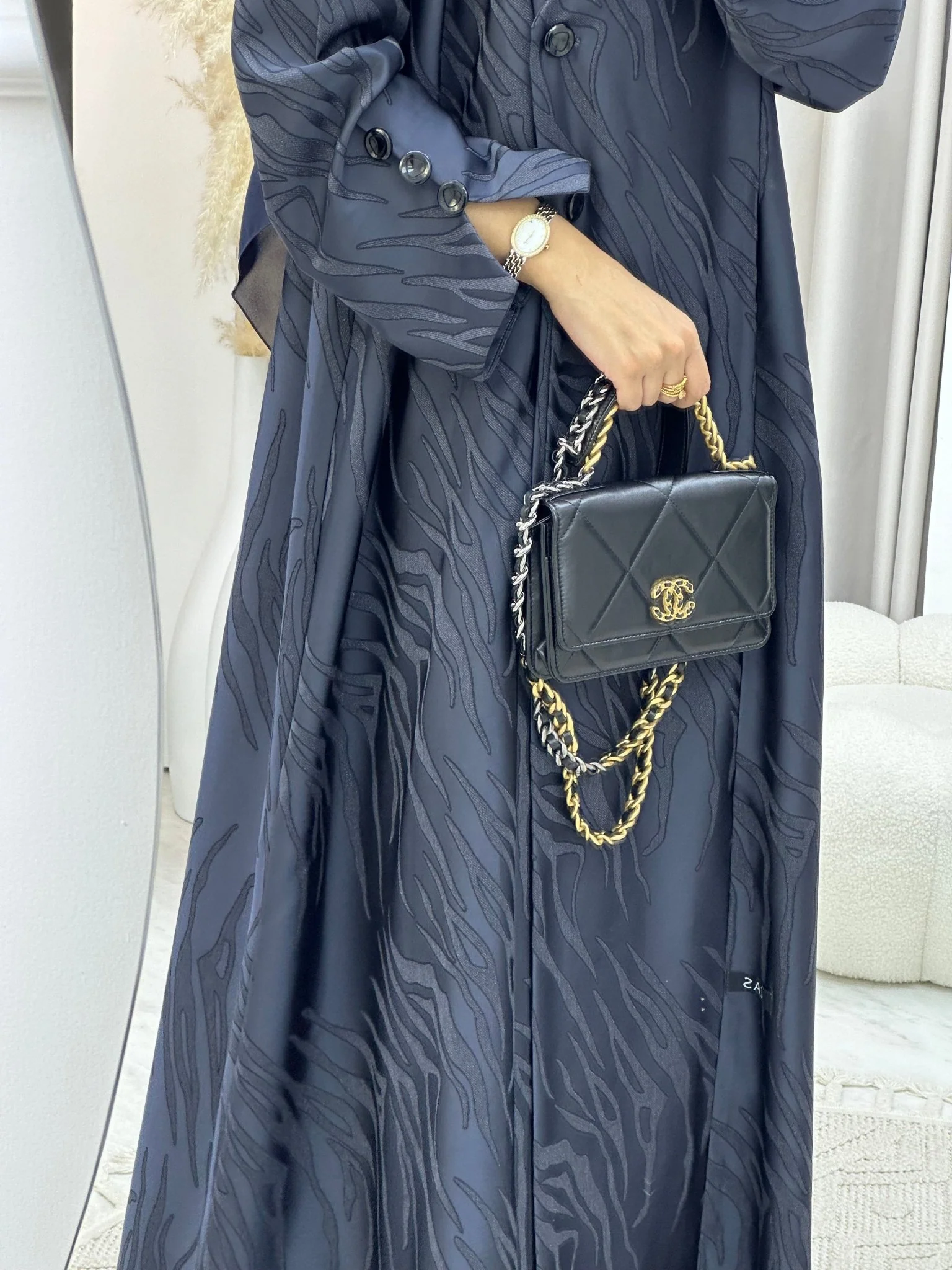 C 0290-03 Navy Blue Ragged Abaya - Image 8