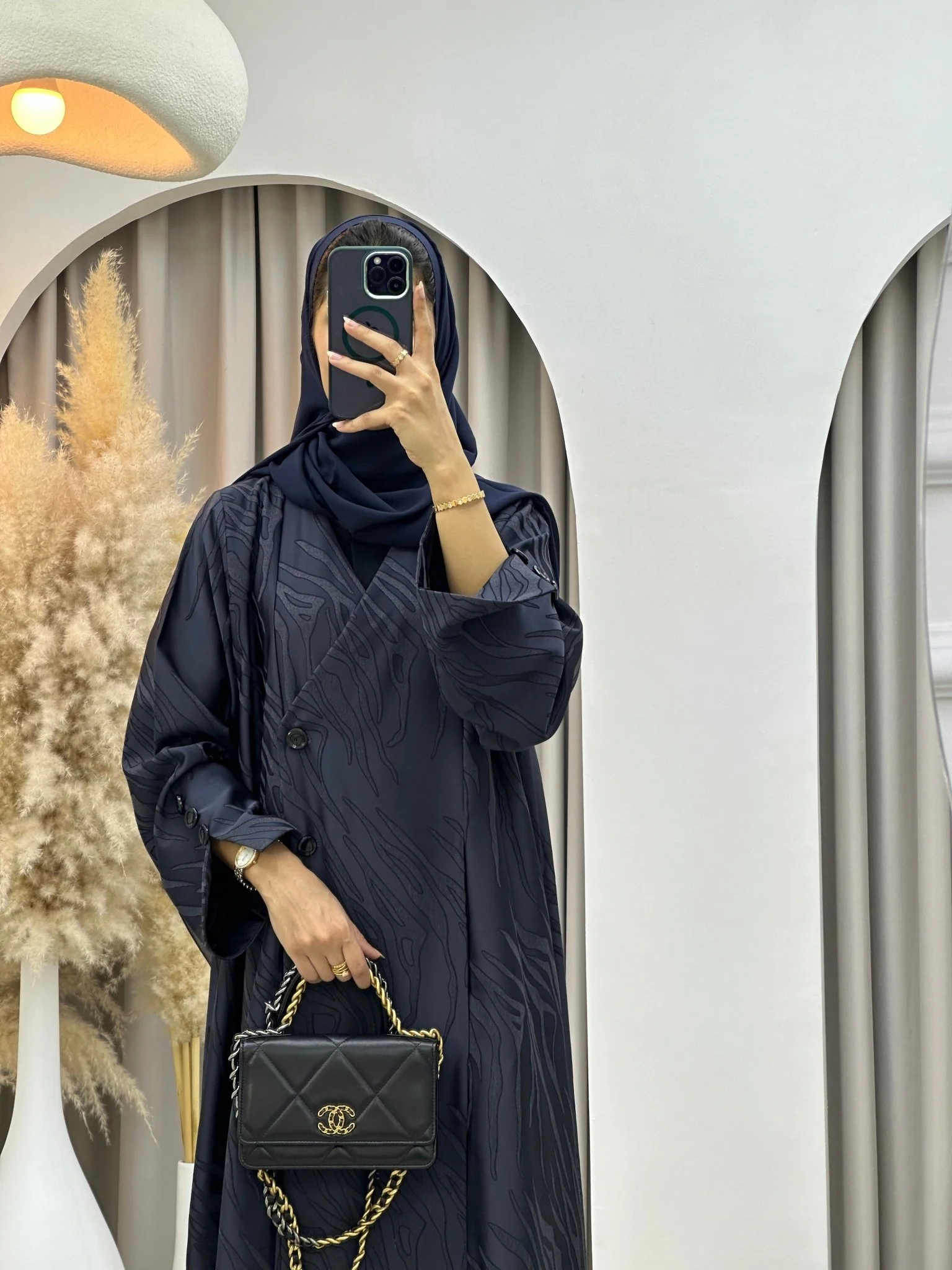 C 0290-03 Navy Blue Ragged Abaya - Image 9