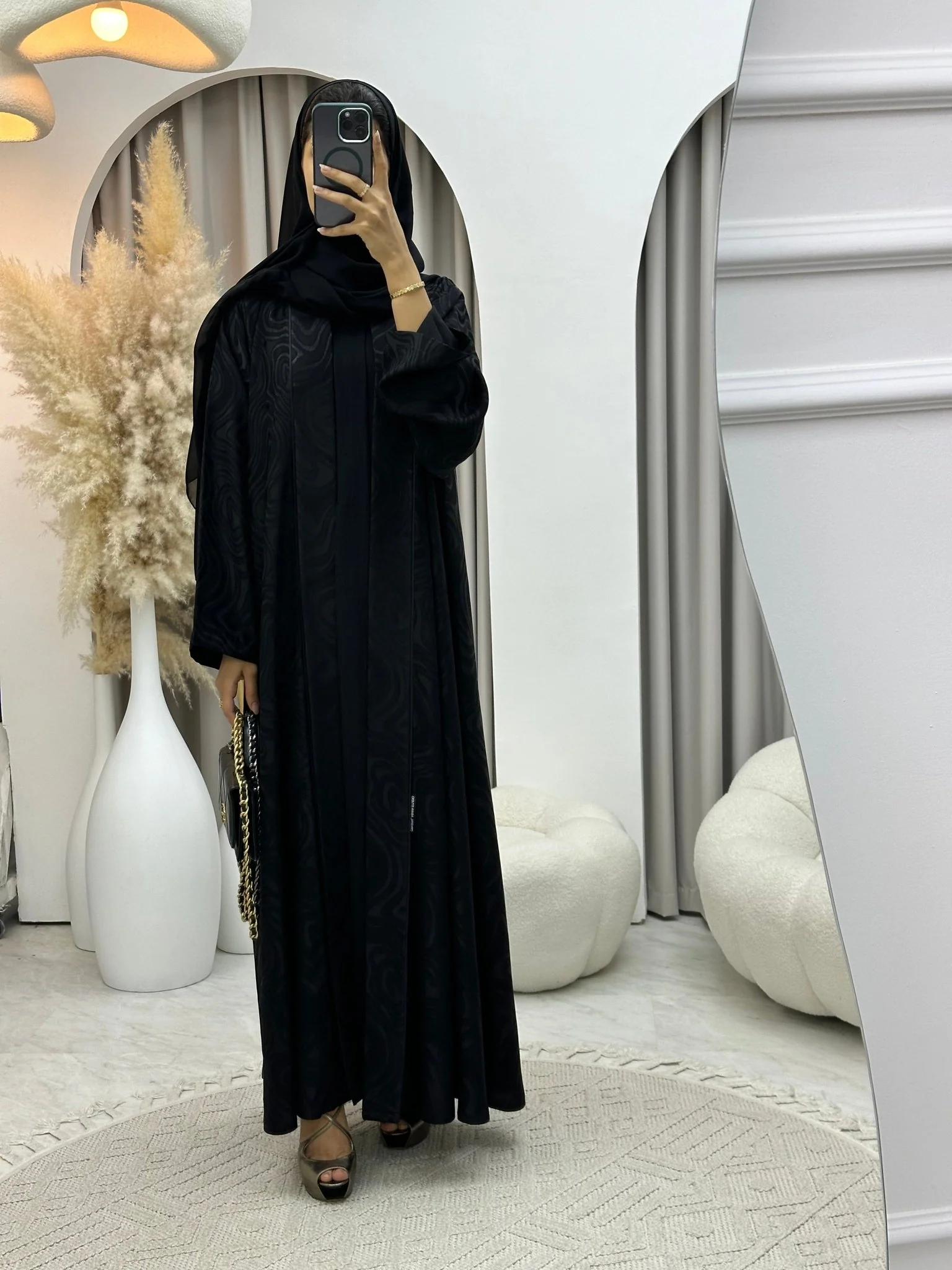 C 0291-01 Black Marble Abaya - Image 3