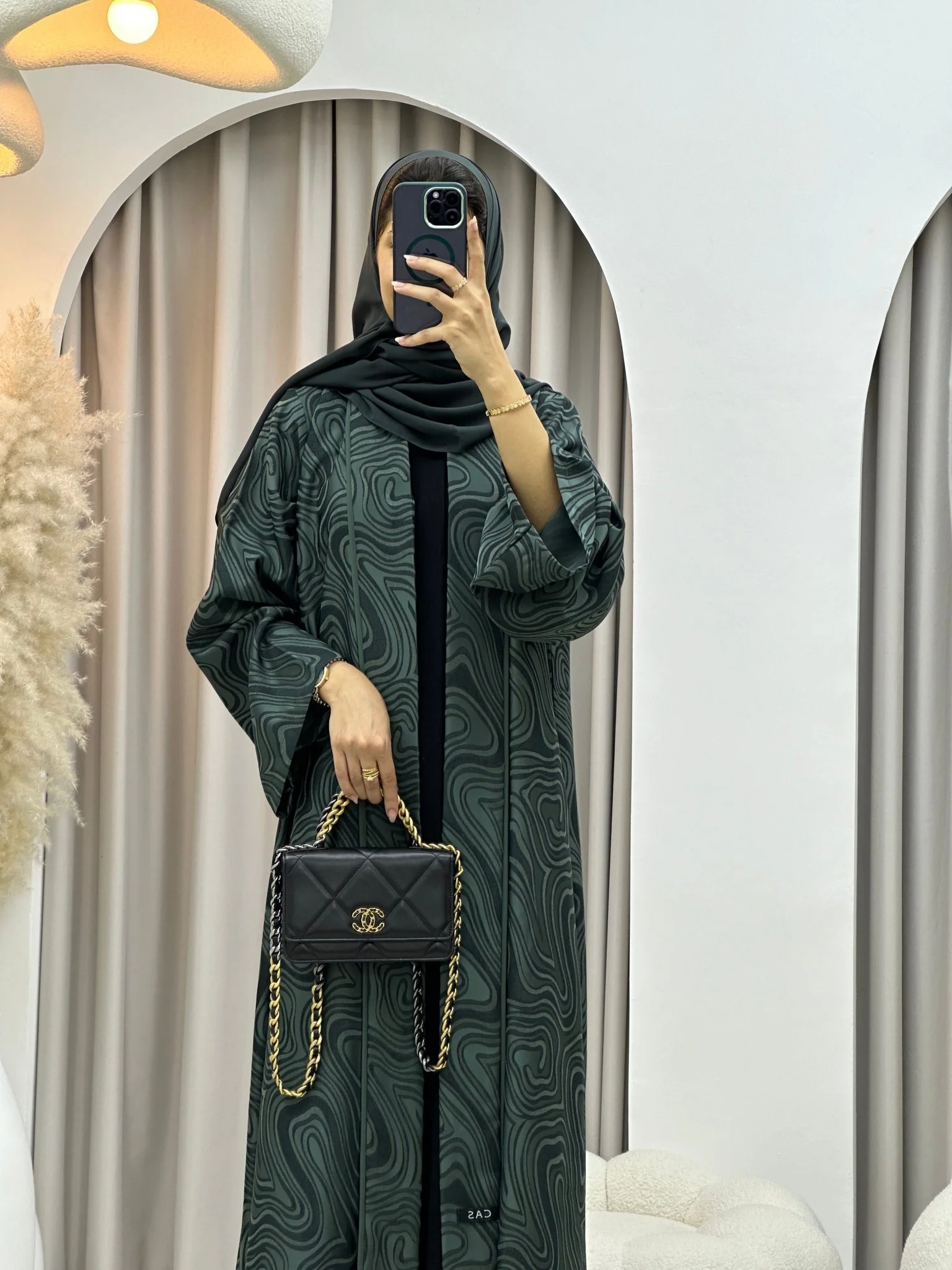 C 0291-04 Olive Marble Abaya - Image 5