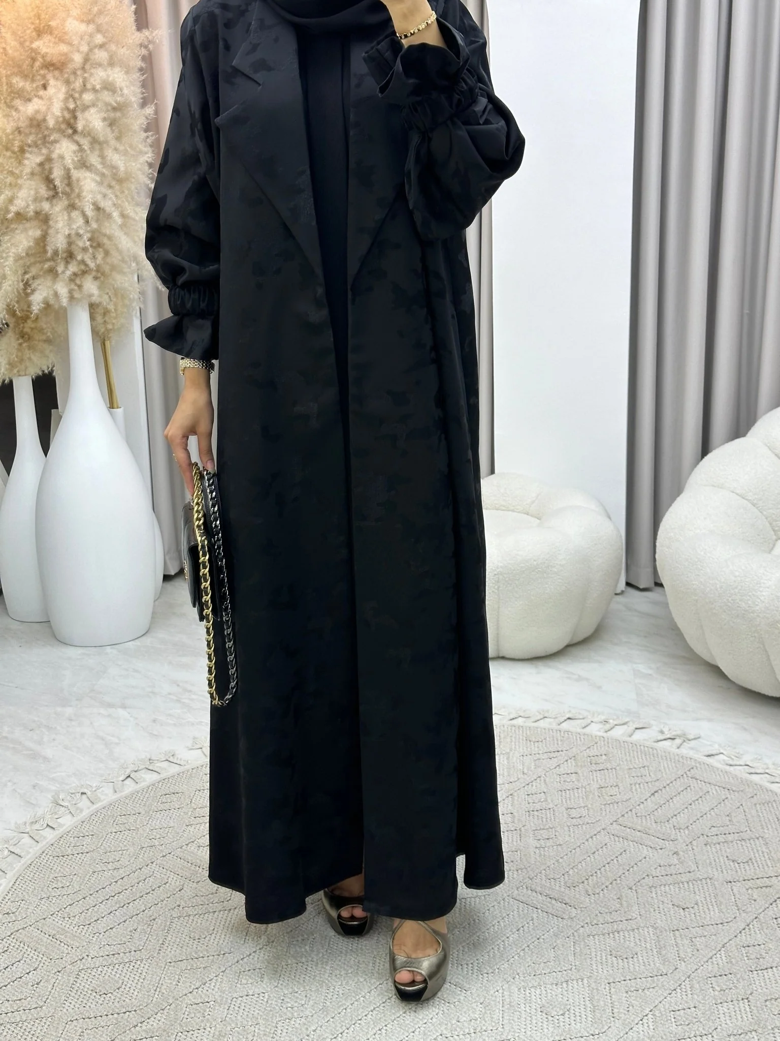 C 0292-01 Black Army Coat Abaya - Image 4