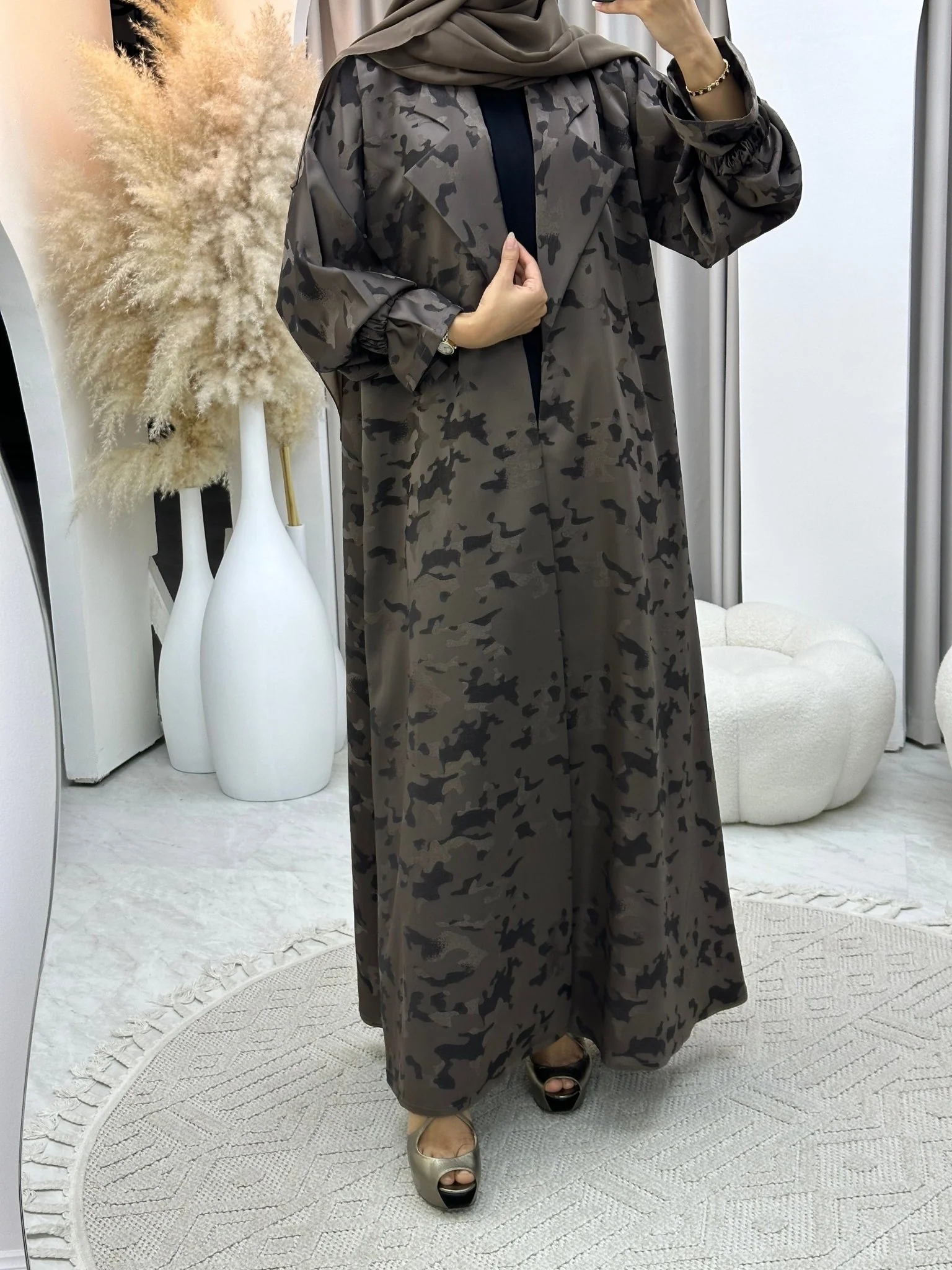 C 0292-02 Brown Army Coat Abaya - Image 6