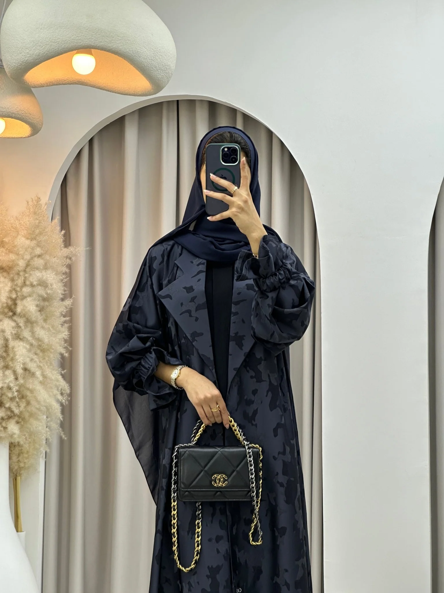 C 0292-03 Navy Blue Army Coat Abaya - Image 4