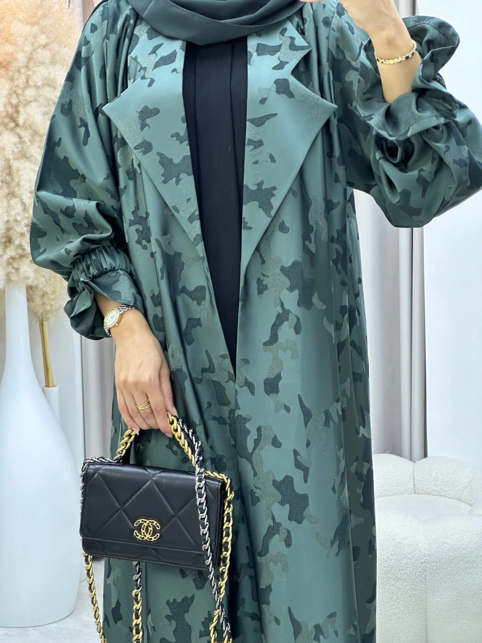 C 0292-04 Olive Army Coat Abaya - Image 3