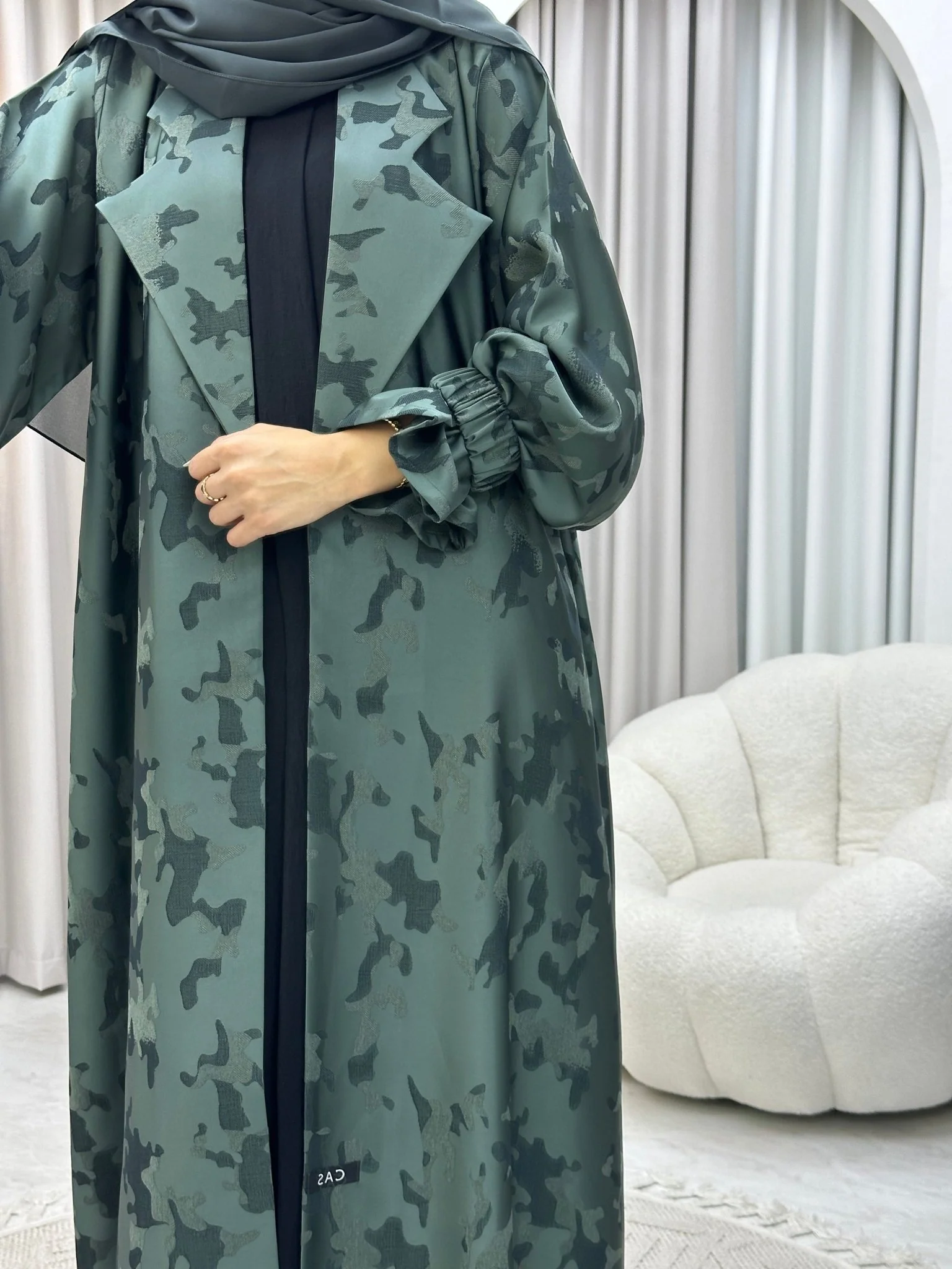 C 0292-04 Olive Army Coat Abaya - Image 8