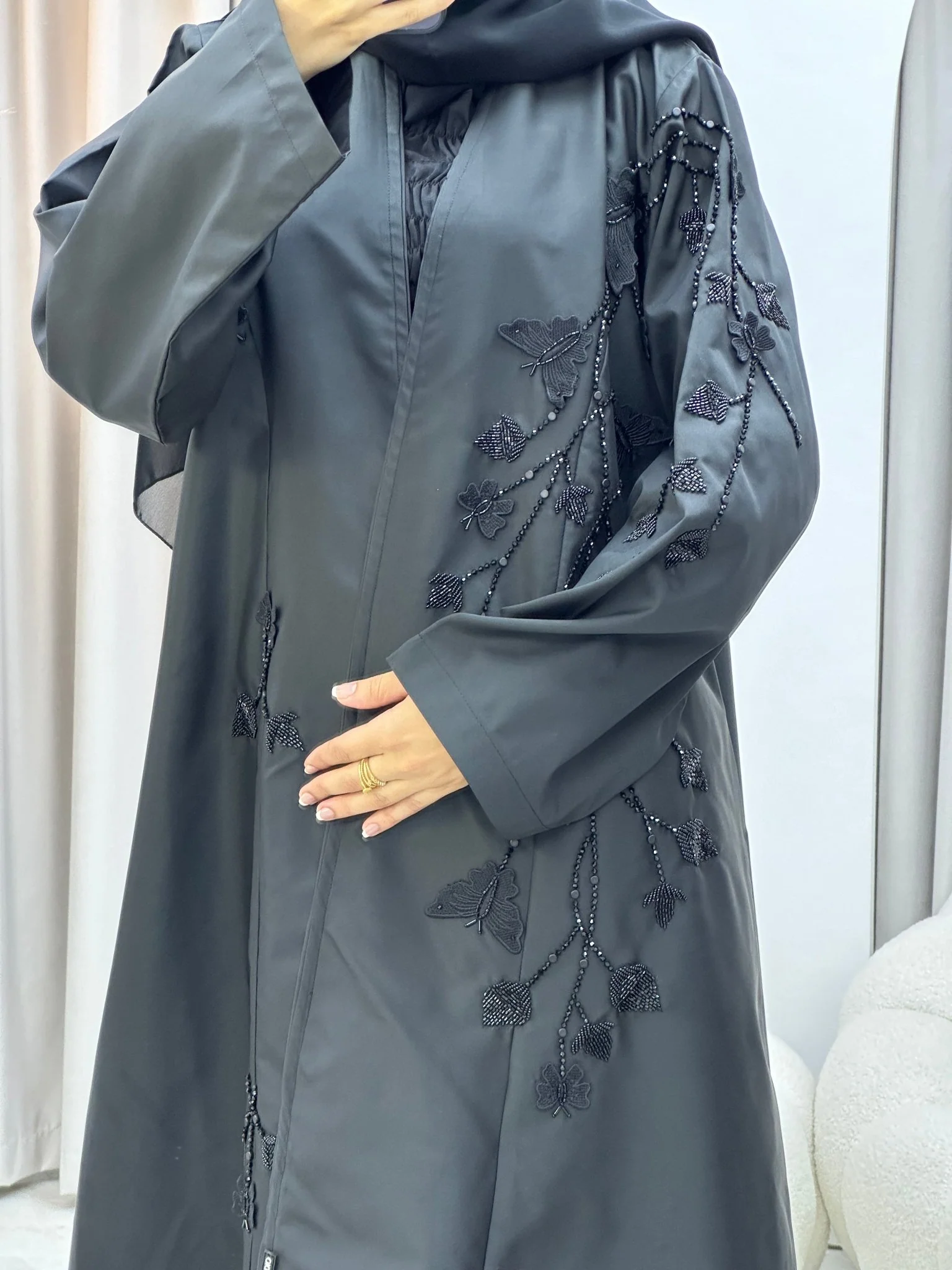 C 0316 Black Abaya - Image 6