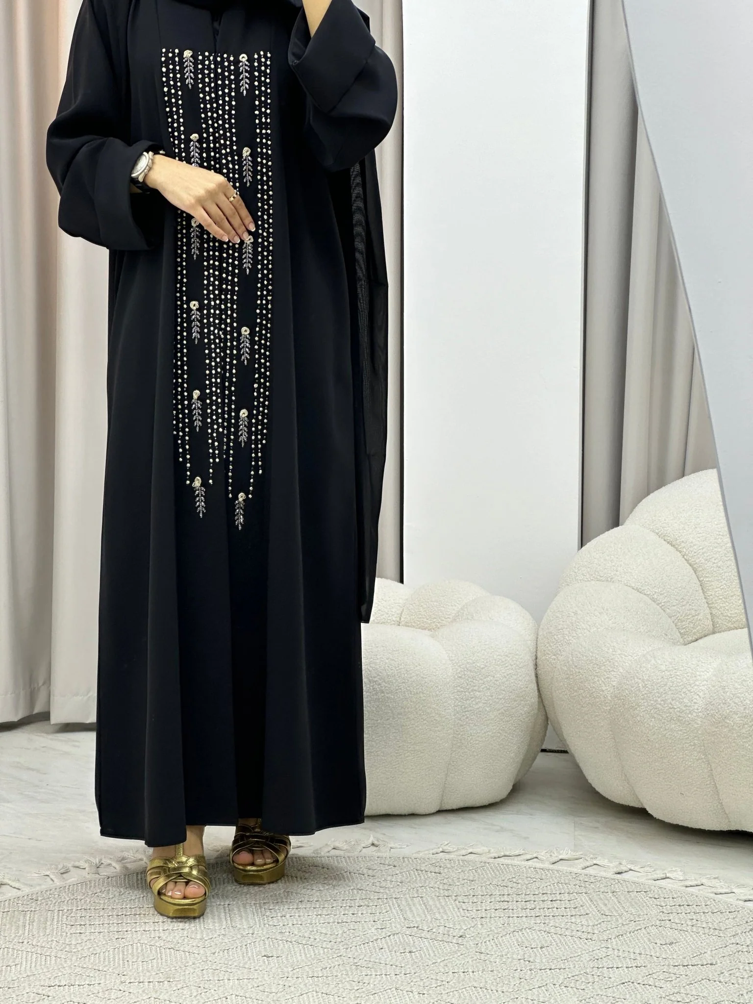 C 0323 Black Abaya - Image 3