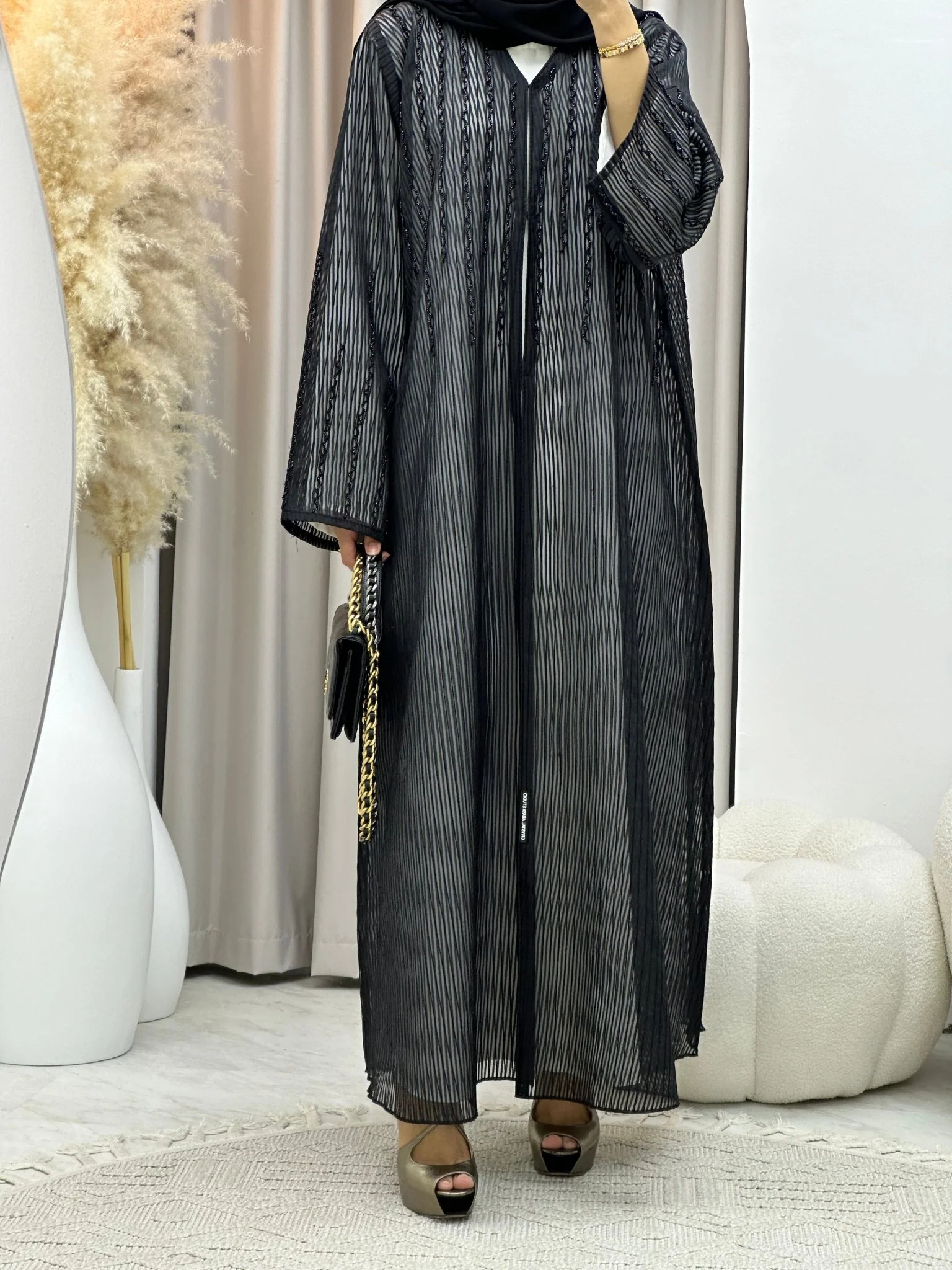 C 0338 Black Abaya - Image 3