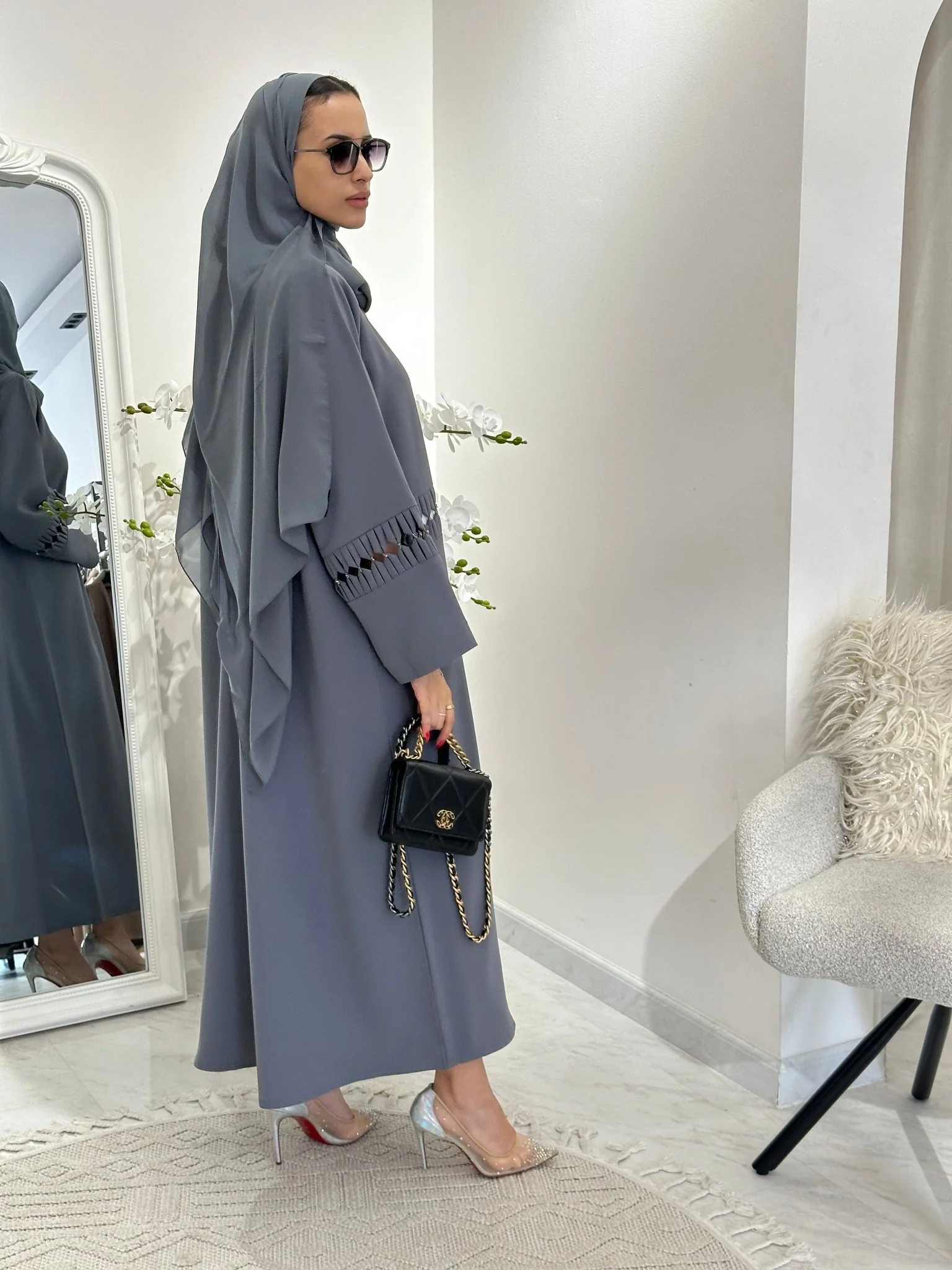 C 0354 Grey Abaya - Image 5