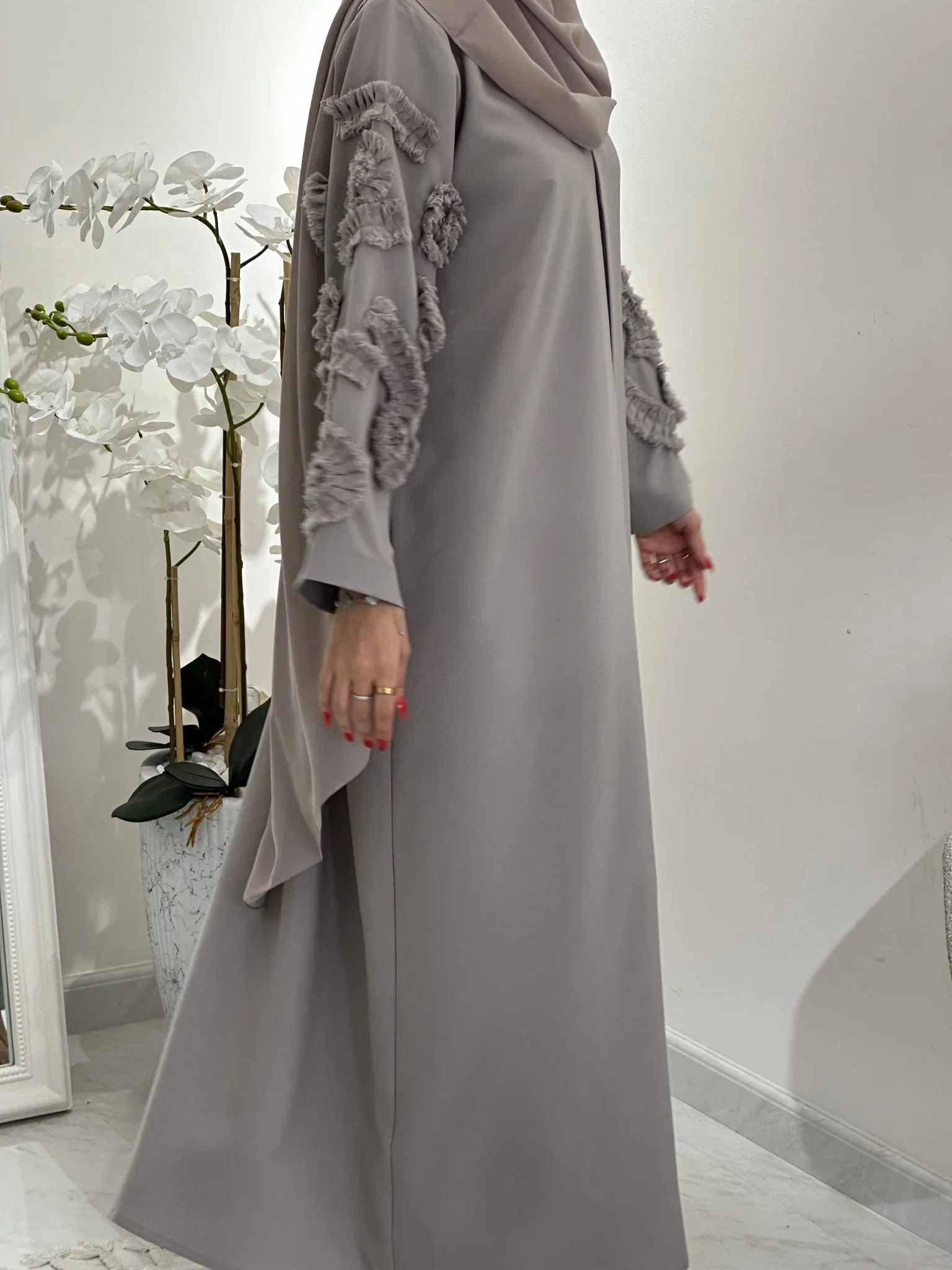 C 0358 Dark Beige Abaya - Image 5