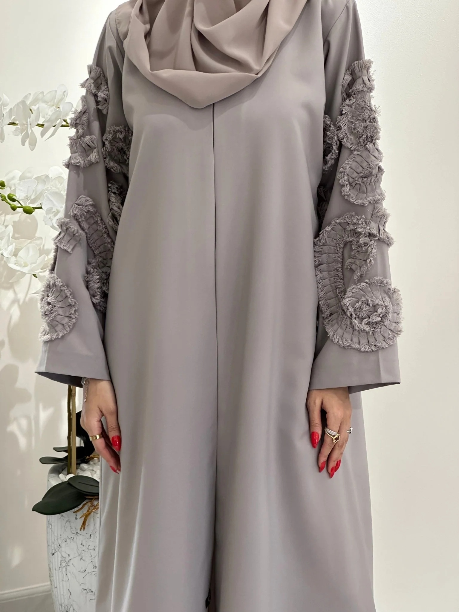 C 0358 Dark Beige Abaya - Image 6