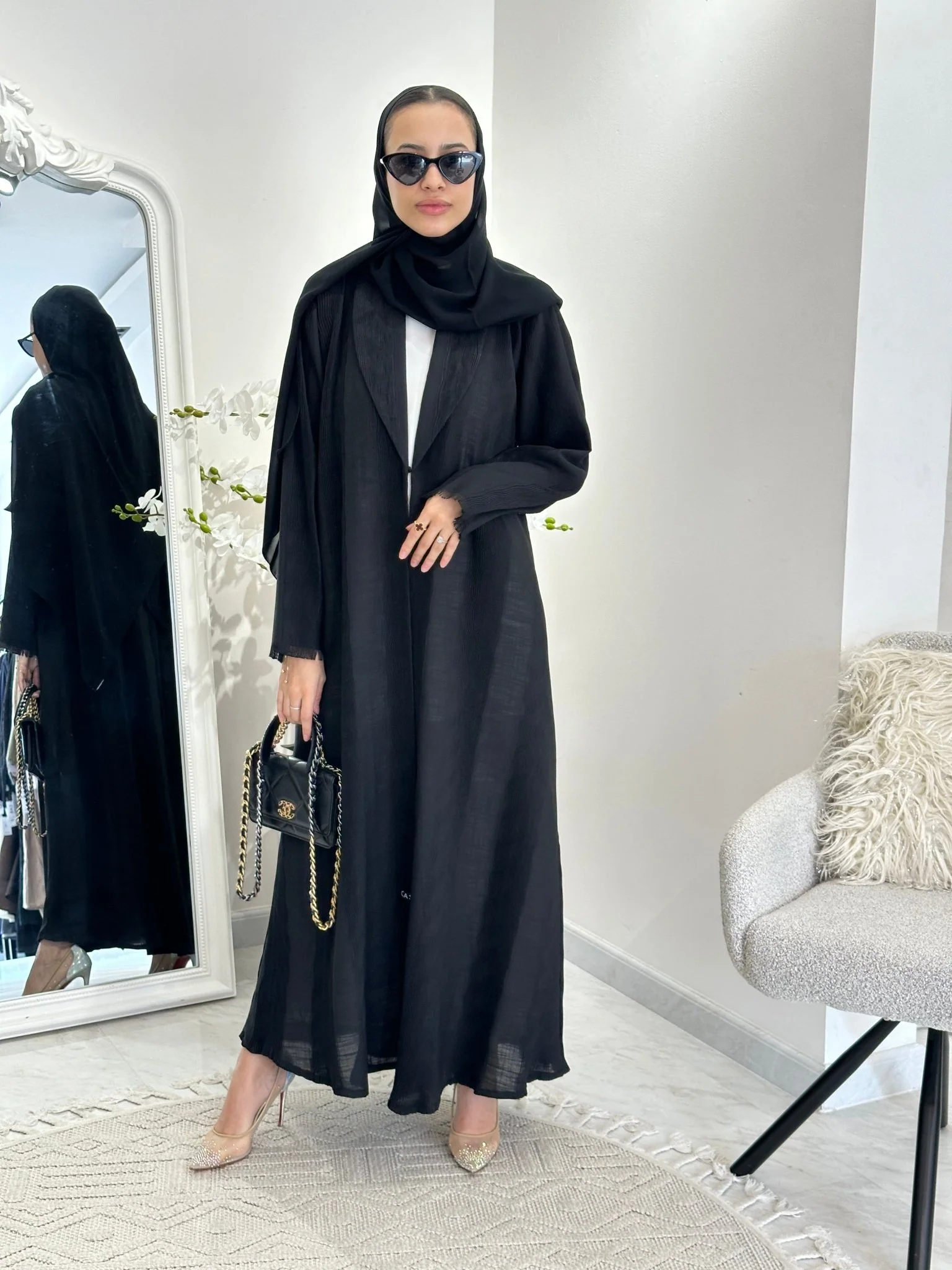 C 0368-01 Black Coat Abaya - Image 2