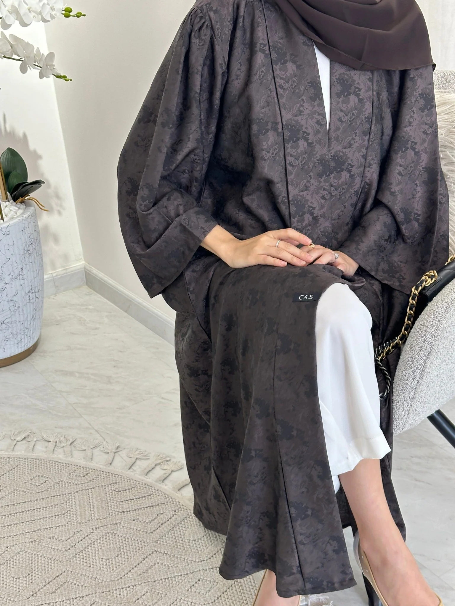 C 0370-02 Printed Brown Abaya - Image 8