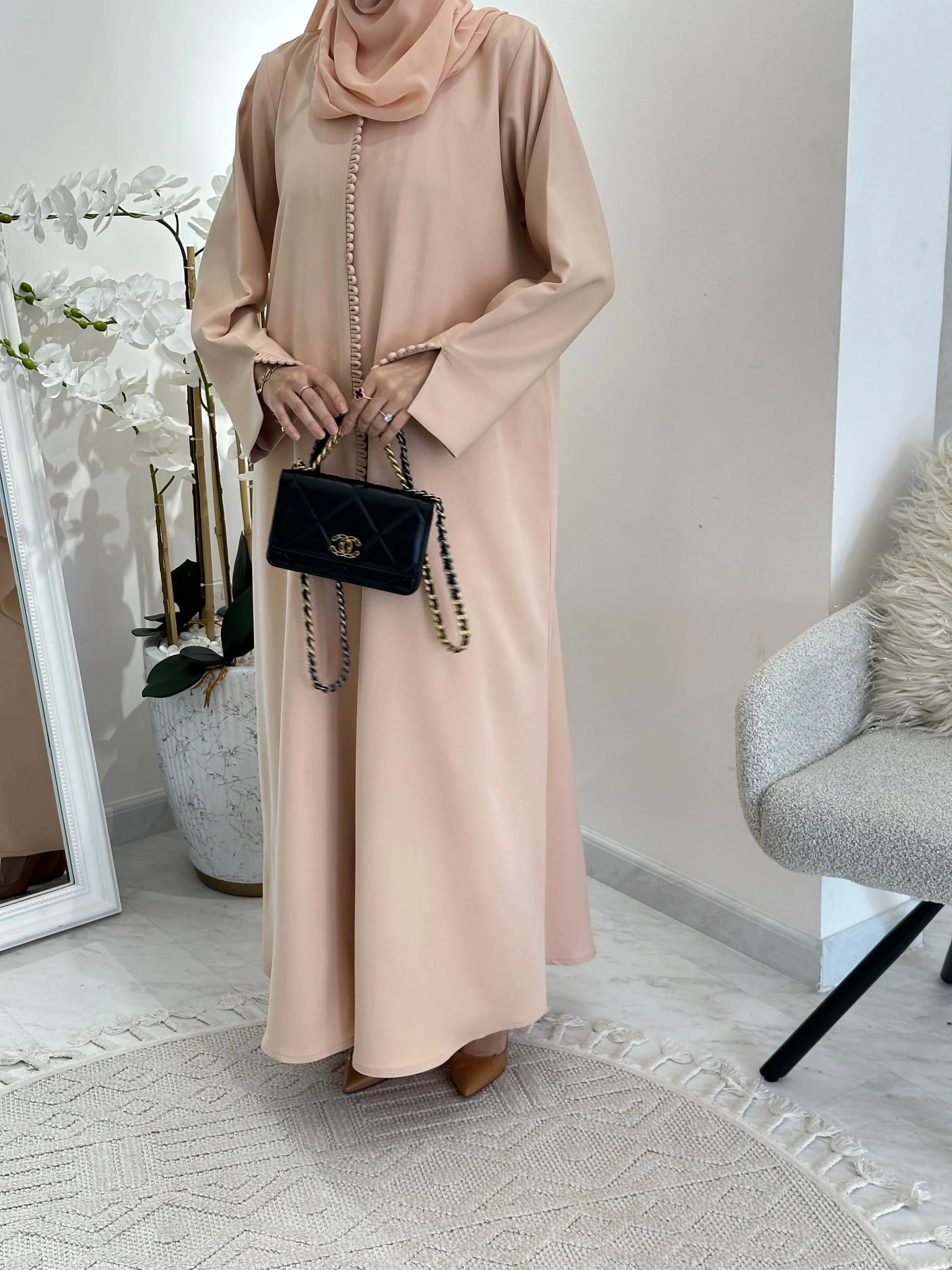 C 0372 Peach Abaya - Image 3