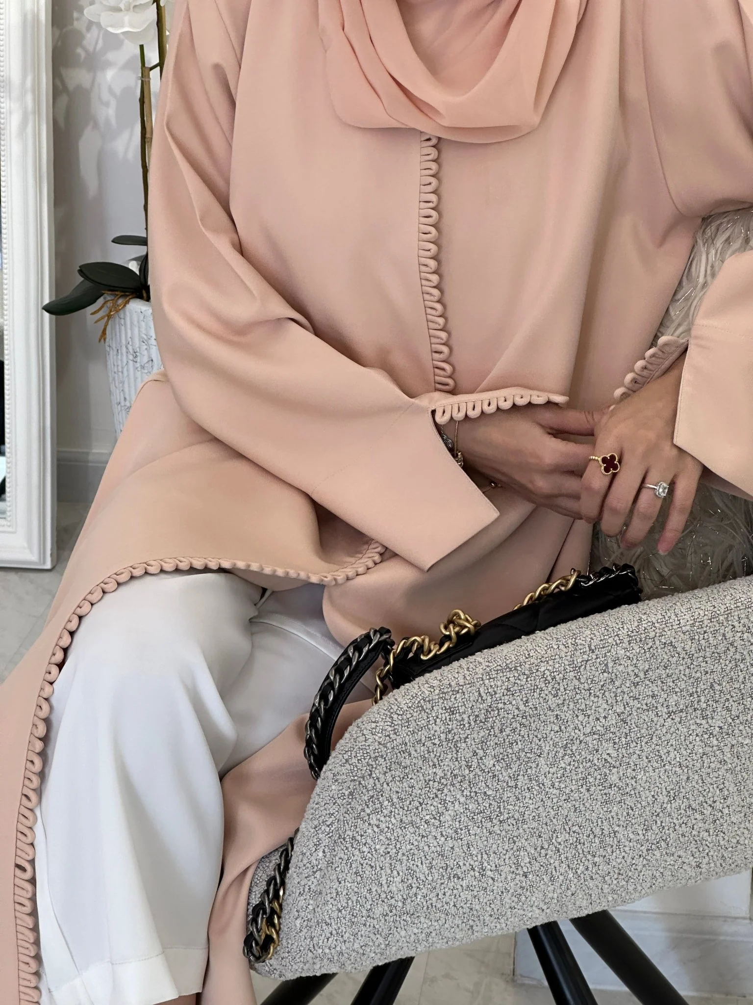 C 0372 Peach Abaya - Image 5