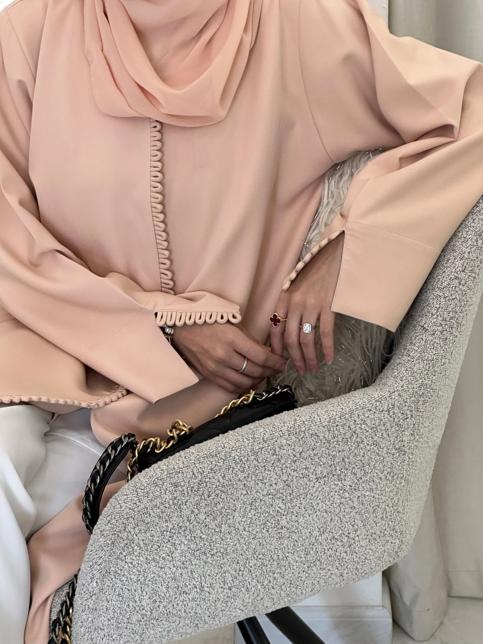 C 0372 Peach Abaya - Image 6