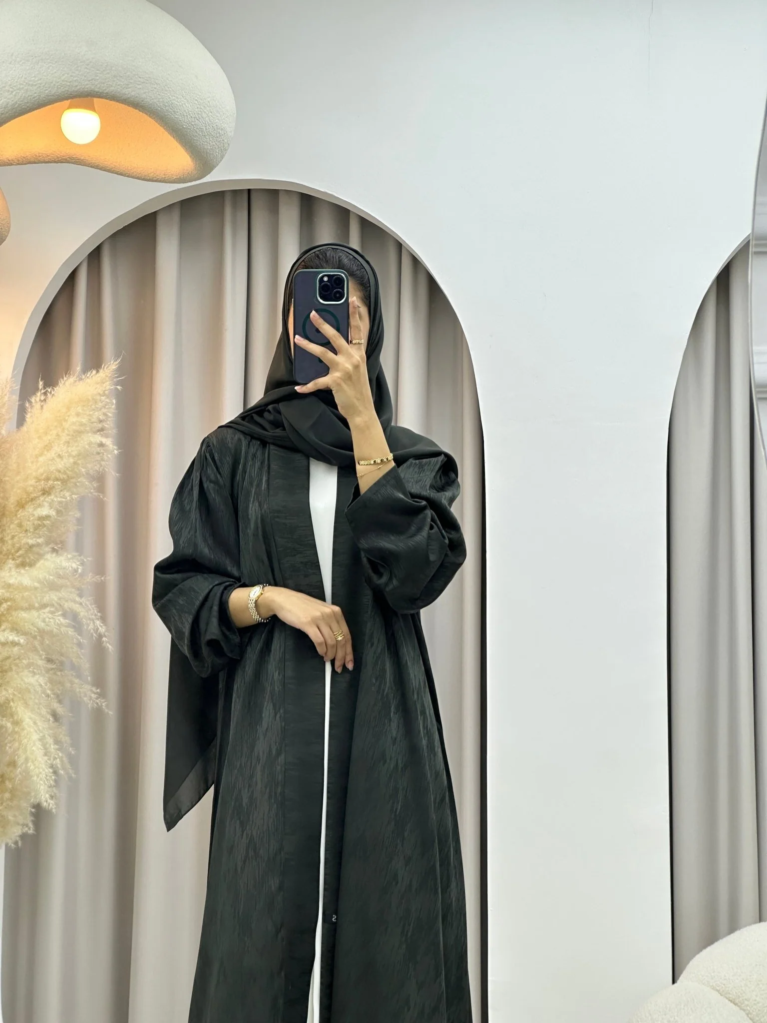 C 0409-04 Green Printed Abaya - Image 3