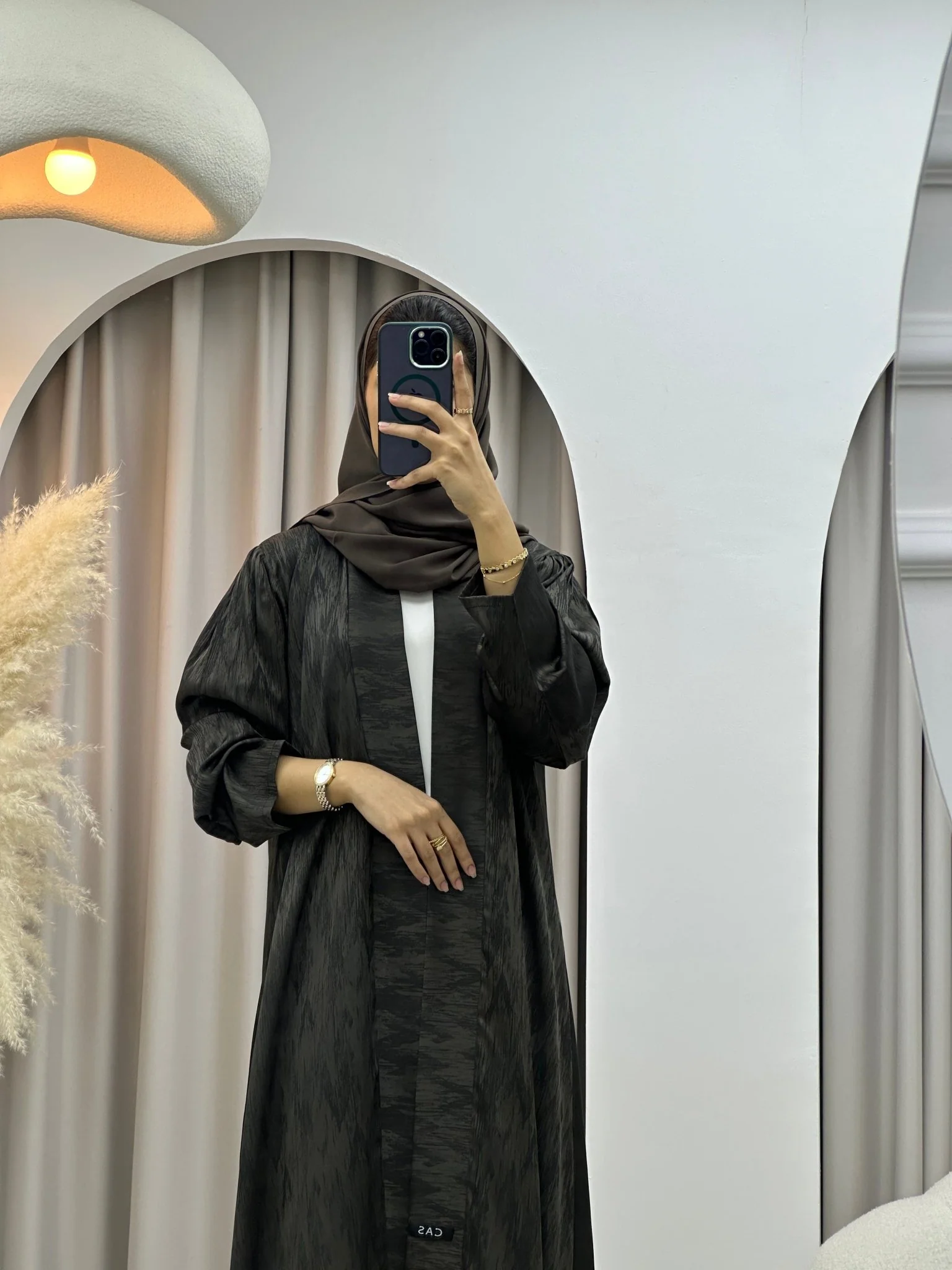 C 0409-05 Olive Printed Abaya - Image 3