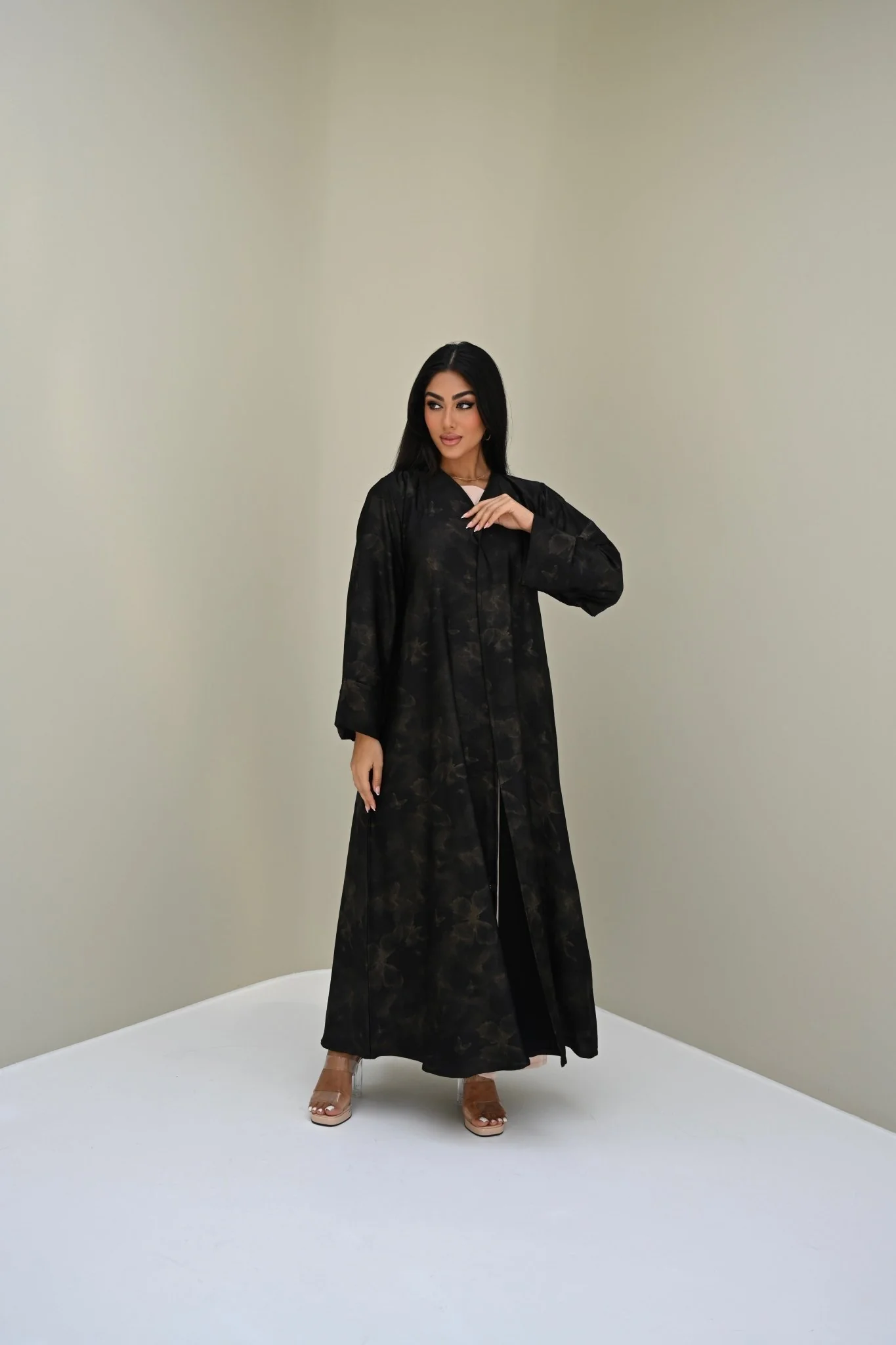 C 0509 Gold Metallic Butterfly Abaya - Image 2