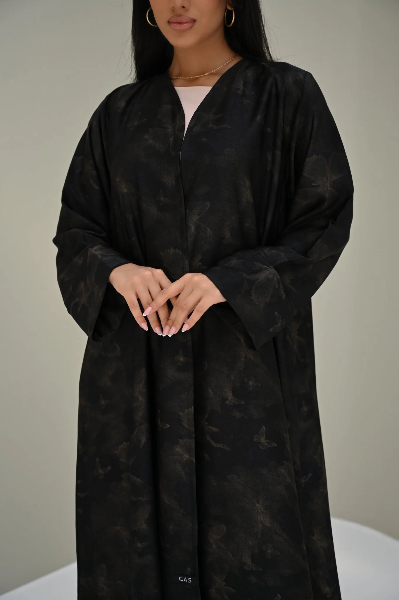 C 0509 Gold Metallic Butterfly Abaya - Image 3