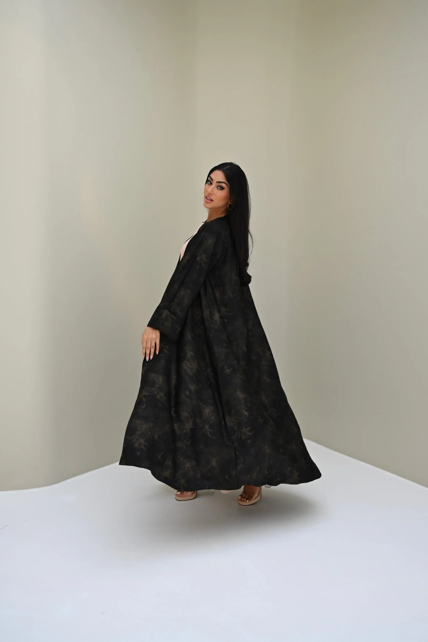 C 0509 Gold Metallic Butterfly Abaya - Image 4