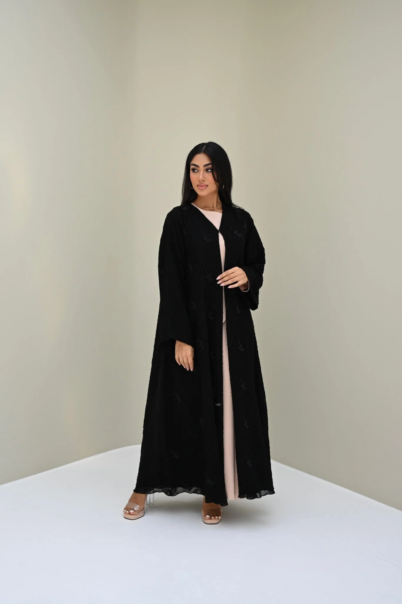 C 0520 Black Work Abaya - Image 2