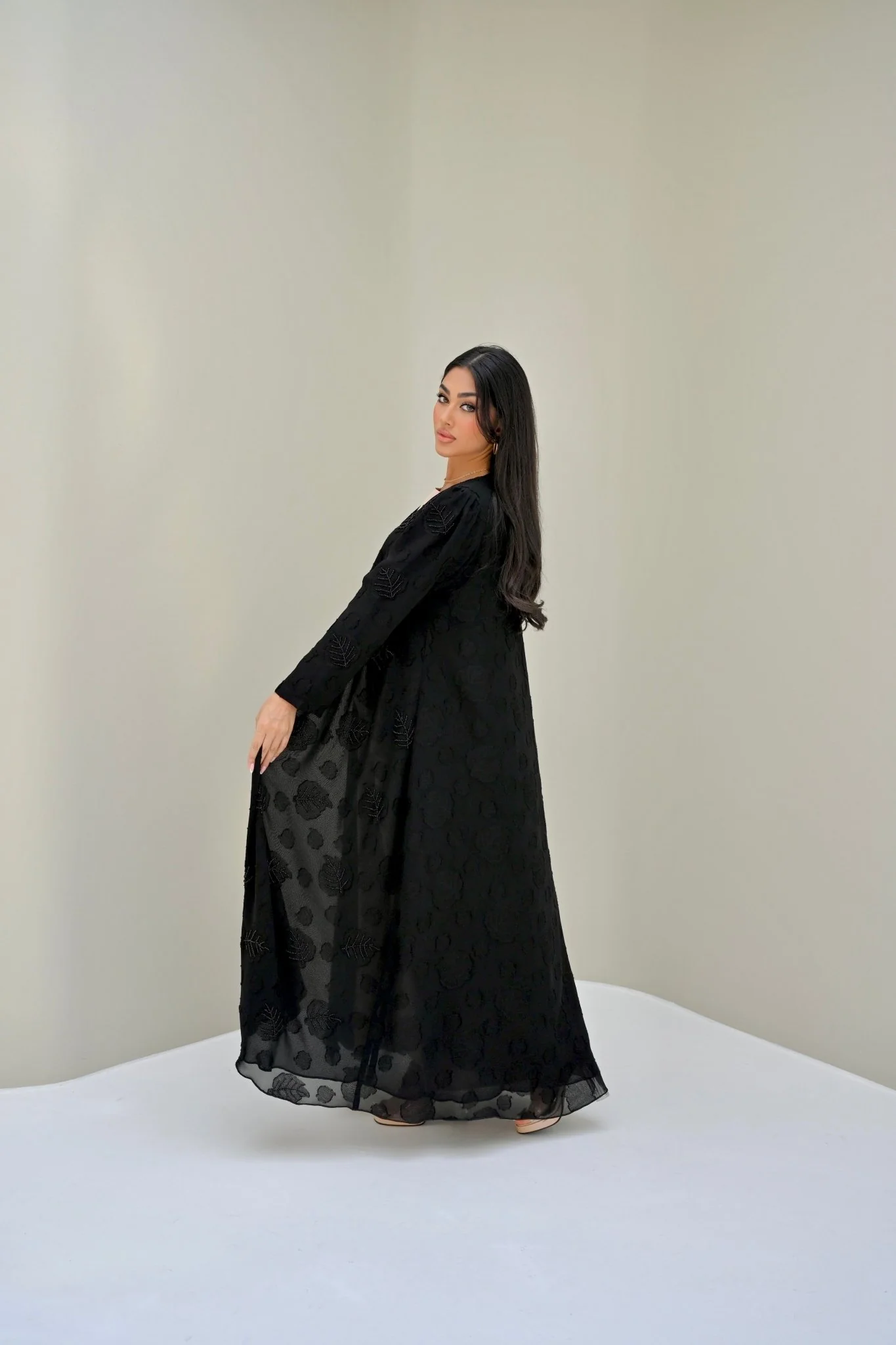 C 0522 Black Work Abaya - Image 5