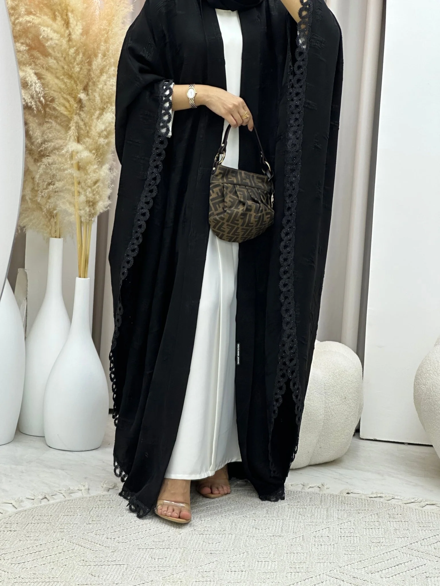 C 0577 Black Bisht Abaya - Image 4