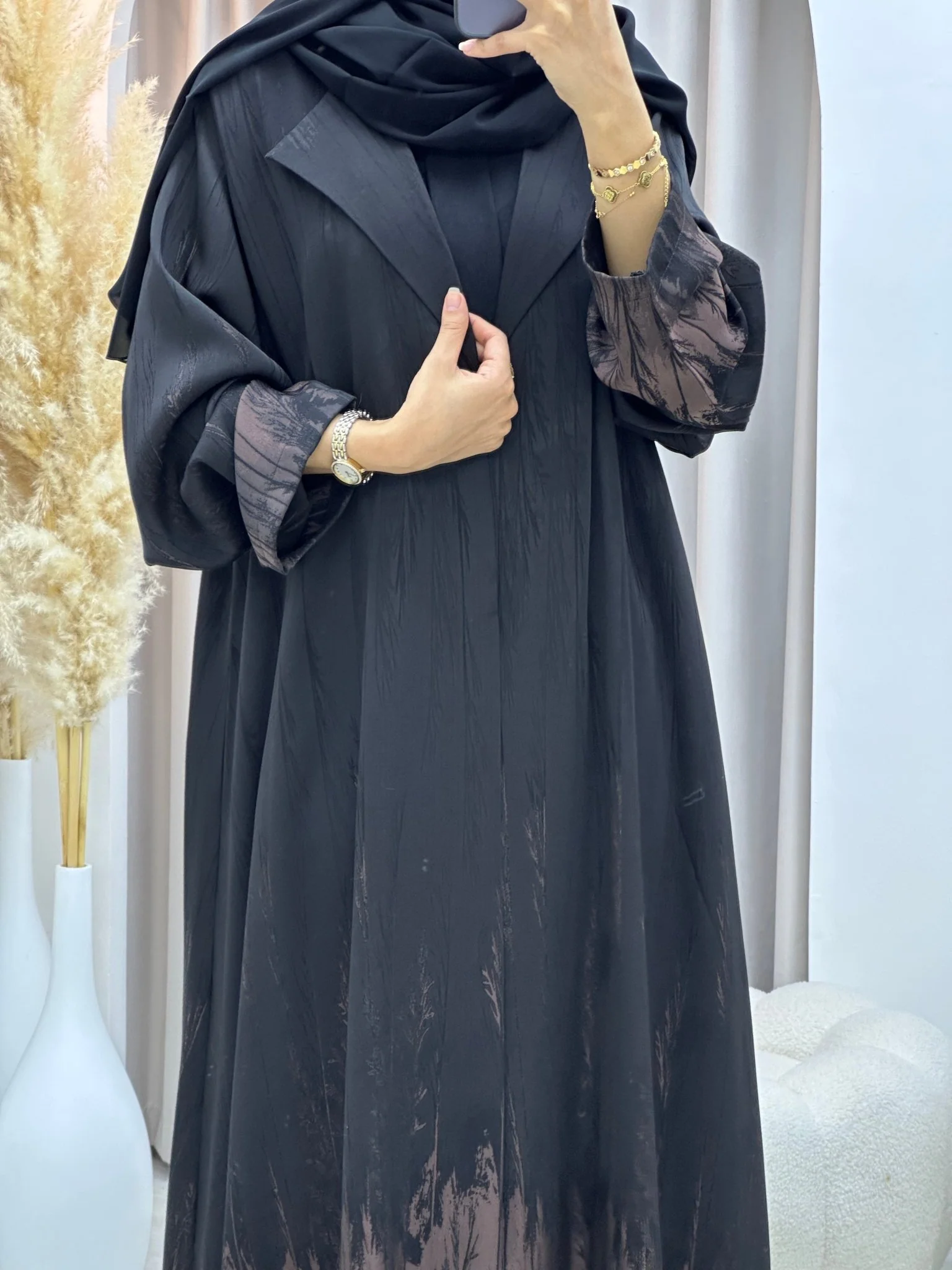 C 0590-03 Gold Black Coat Abaya