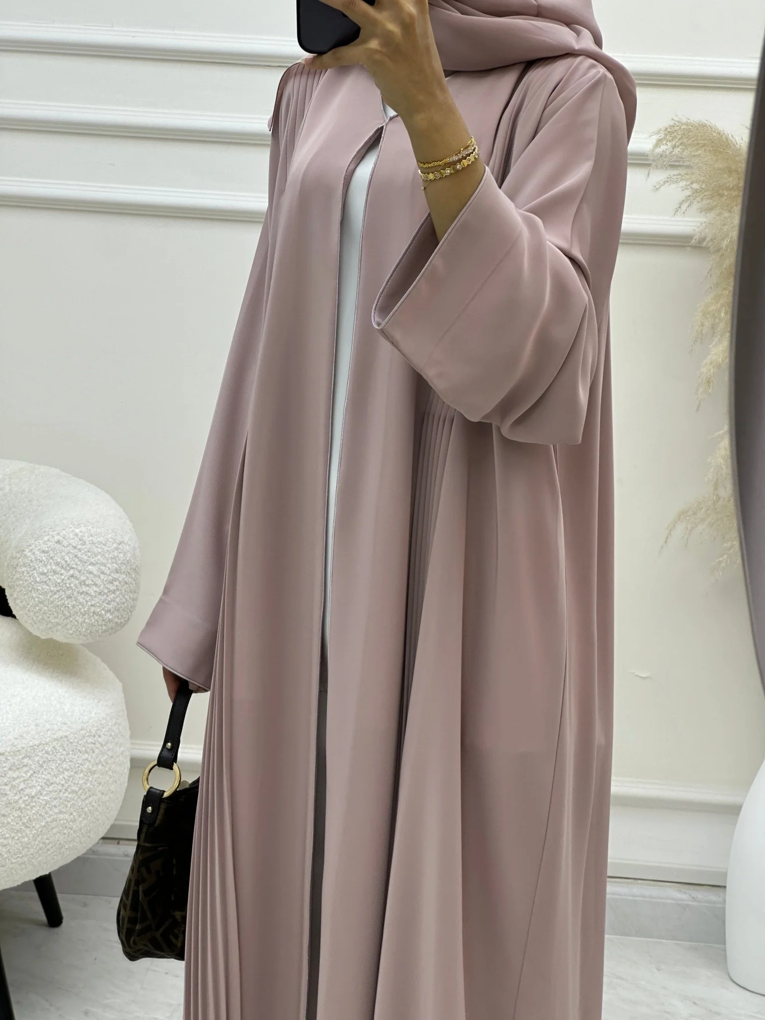 C 0605-02 Pink Abaya - Image 5