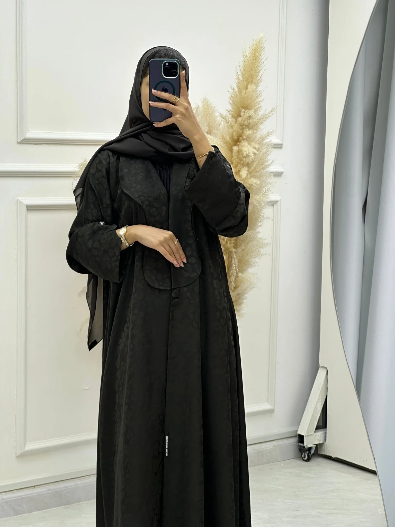 C 0635-03 Green Printed Abaya - Image 2