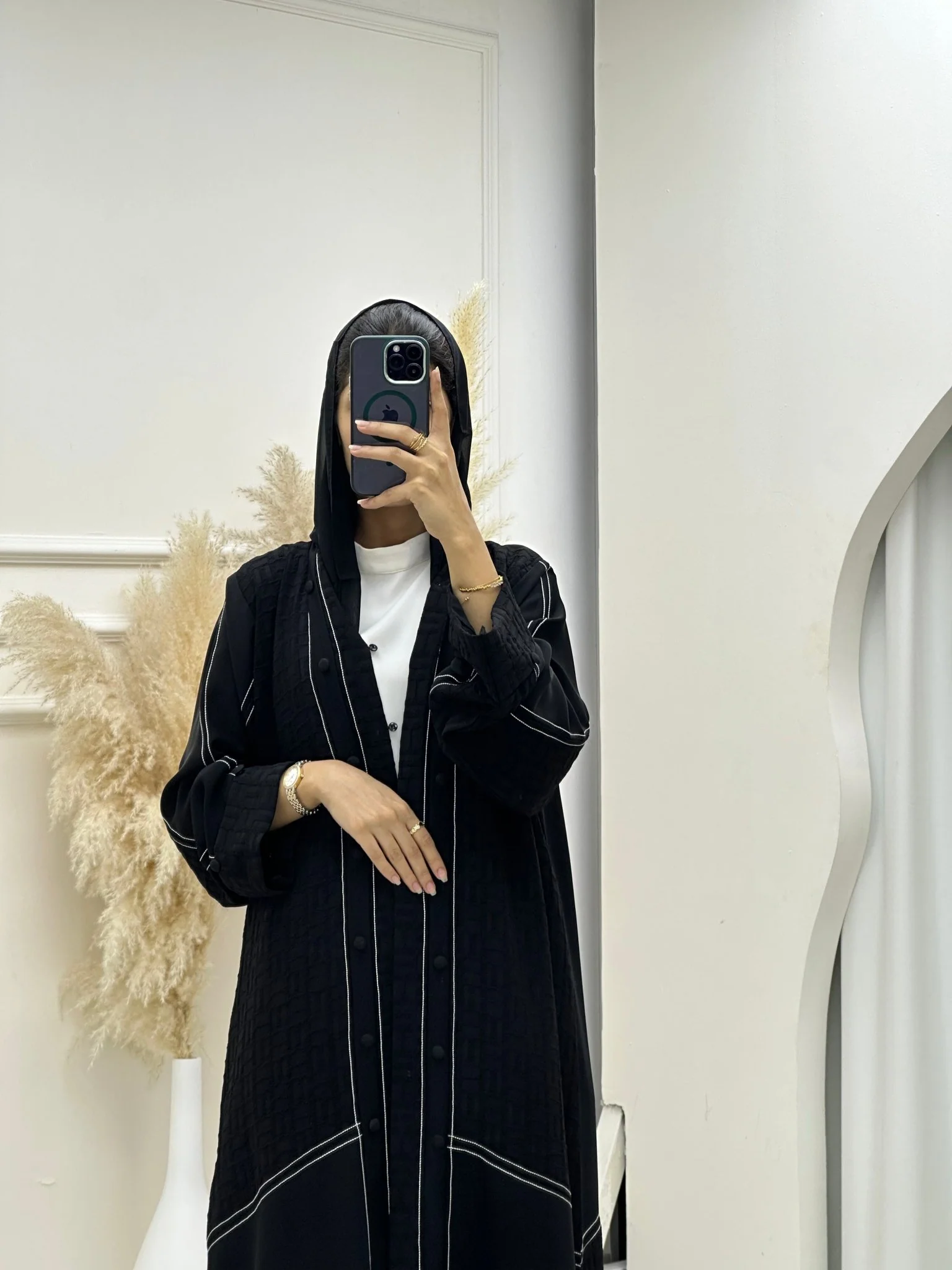 C 0639 Black Abaya - Image 3