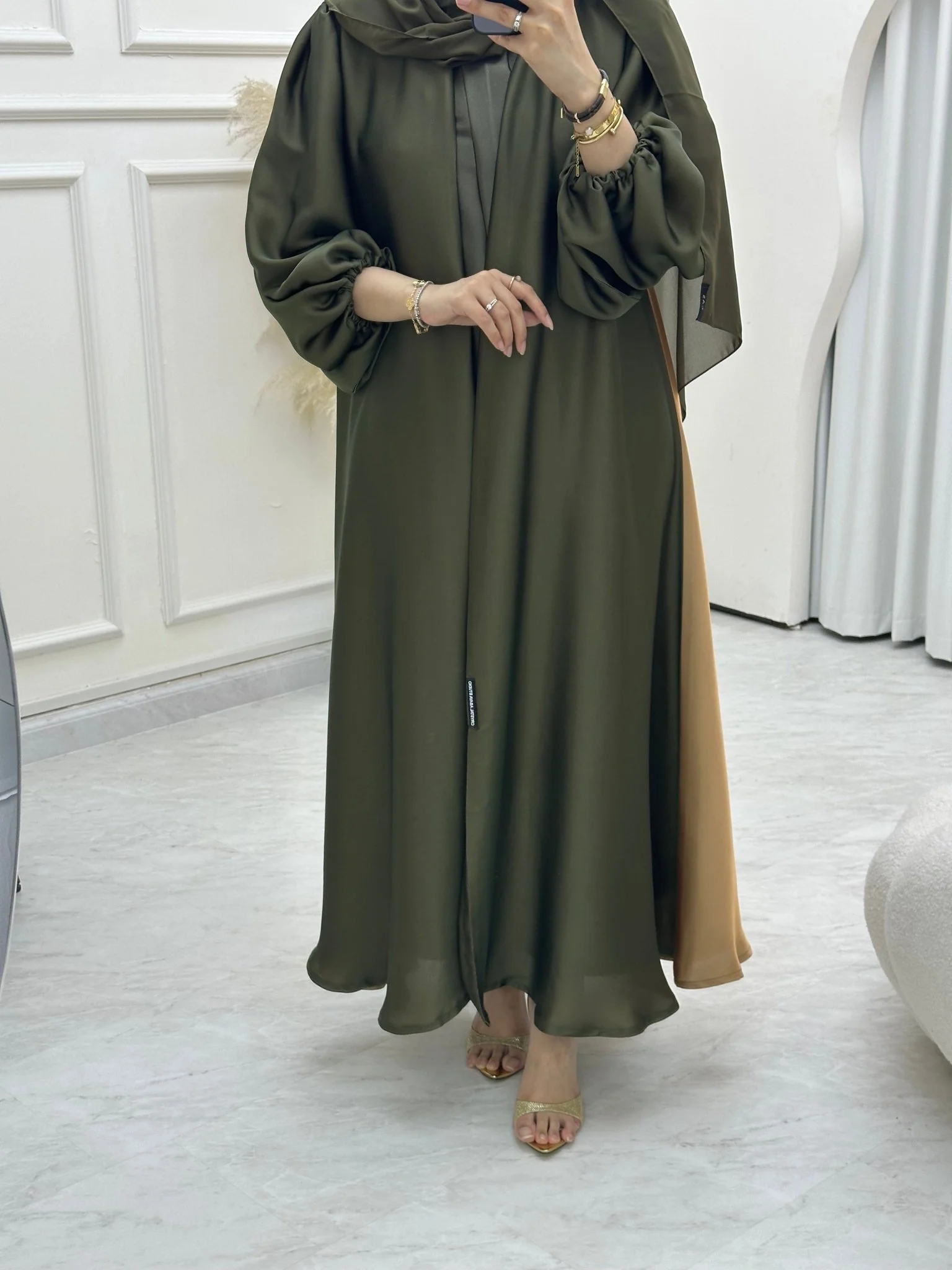 C 0645 OliveGreen Gold Duotone Abaya - Image 5