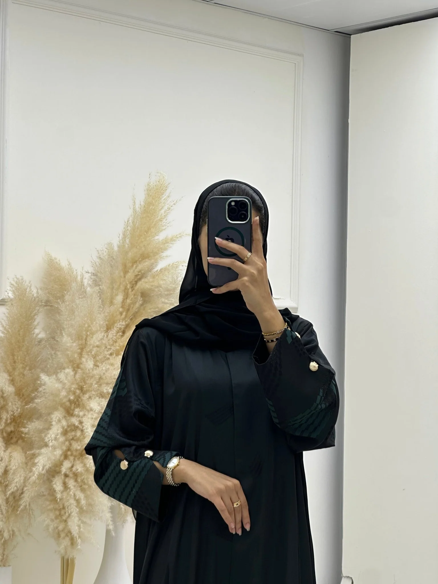 C 0656 Green Black Abaya - Image 5