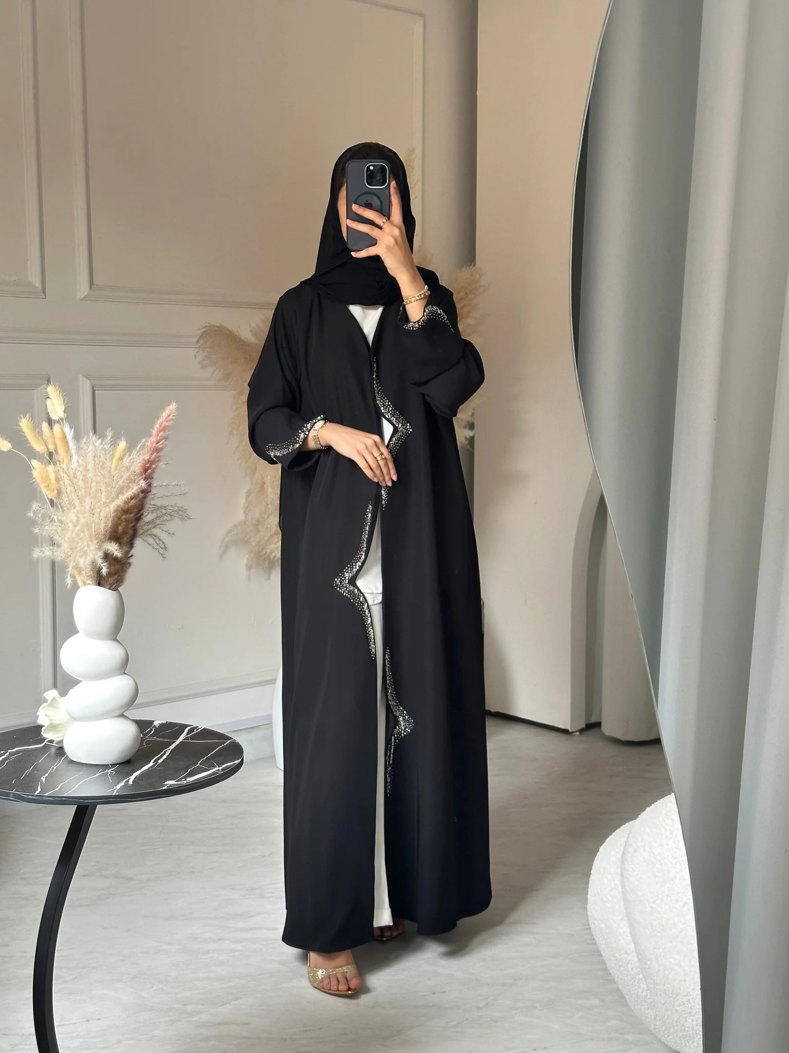 C 0734 Beaded Black Abaya - Image 6