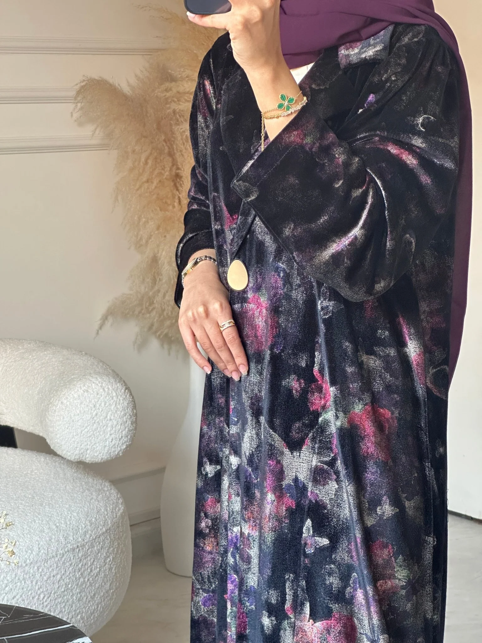 C 0748 Purple Coat Abaya - Image 7
