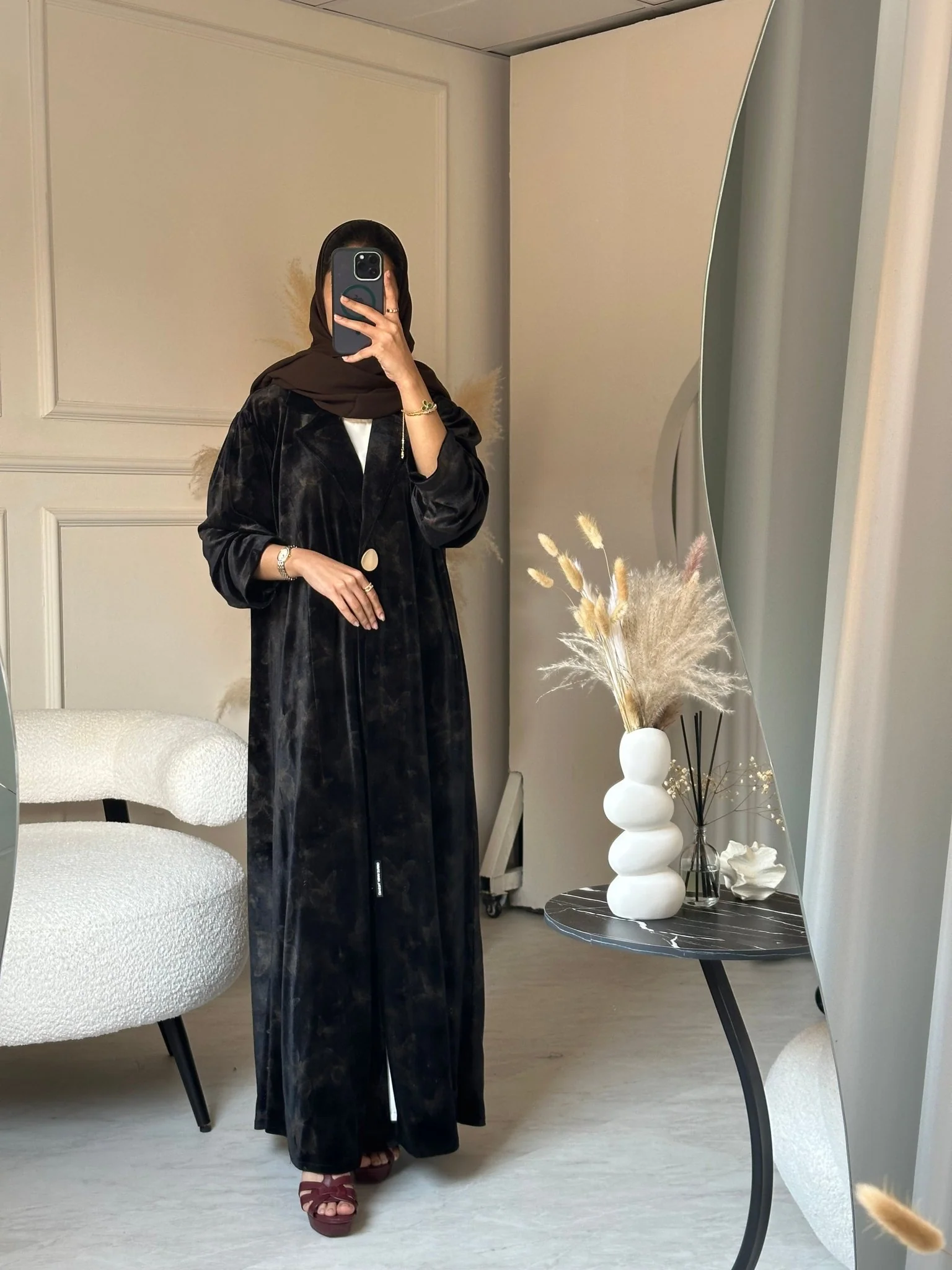 C 0751-01 Brown Butterfly Abaya - Image 4