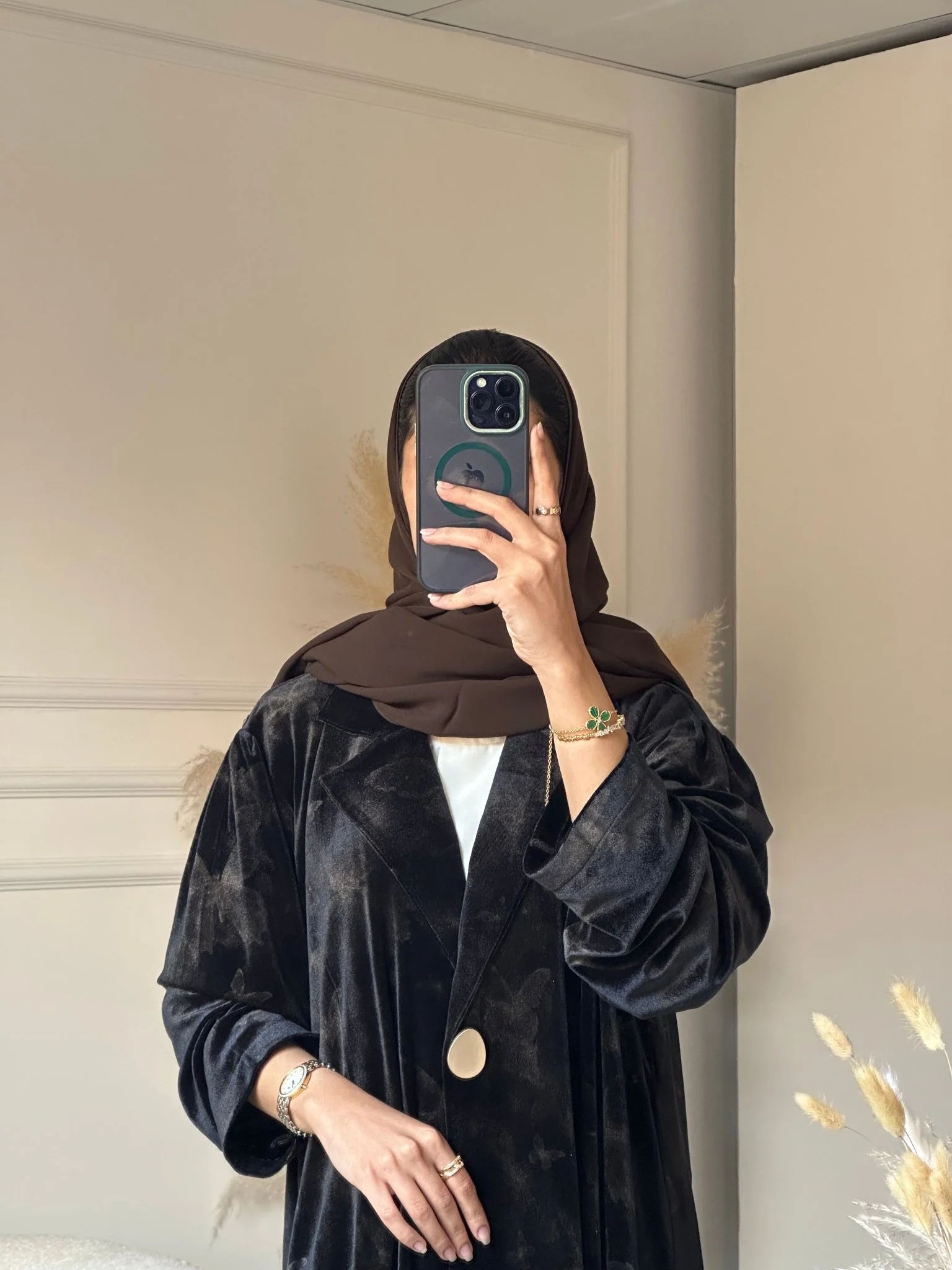 C 0751-01 Brown Butterfly Abaya - Image 7