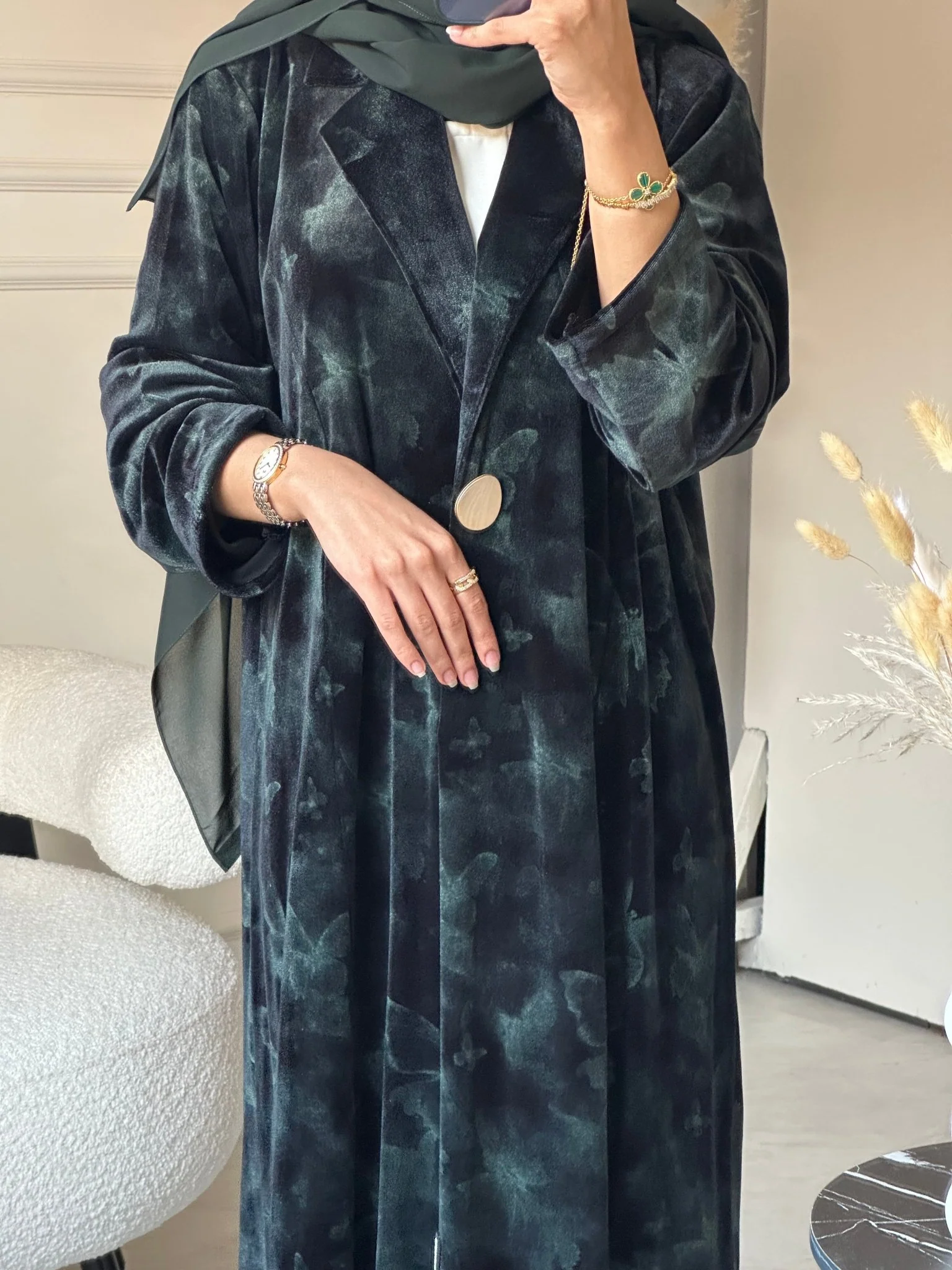 C 0751-03 Green Butterfly Abaya