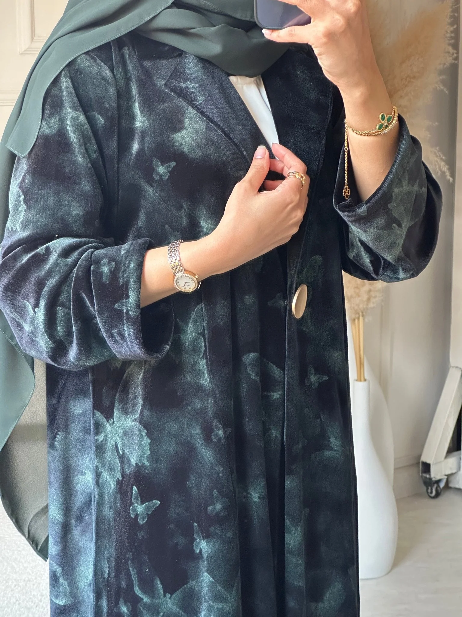 C 0751-03 Green Butterfly Abaya - Image 3