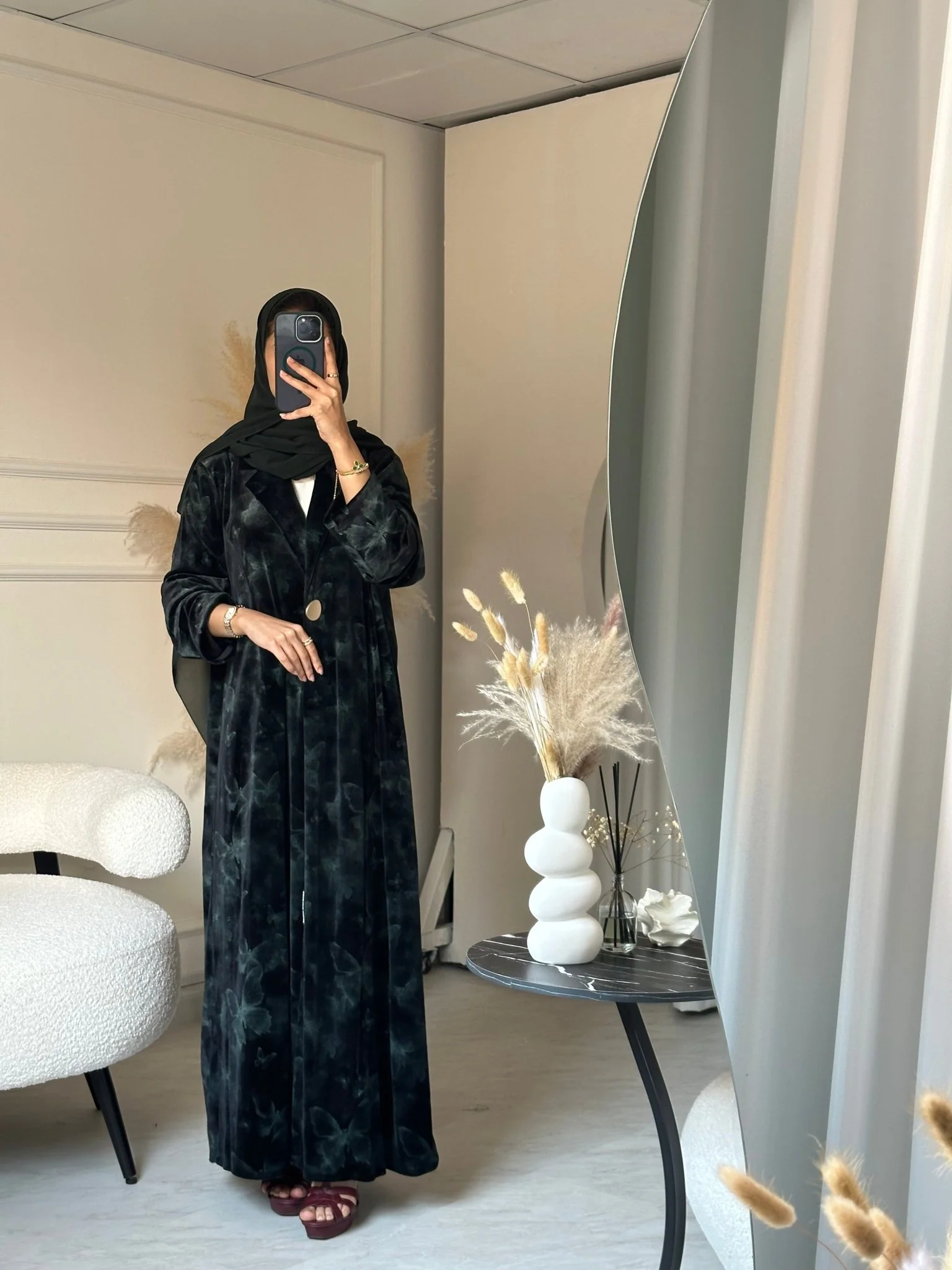 C 0751-03 Green Butterfly Abaya - Image 4