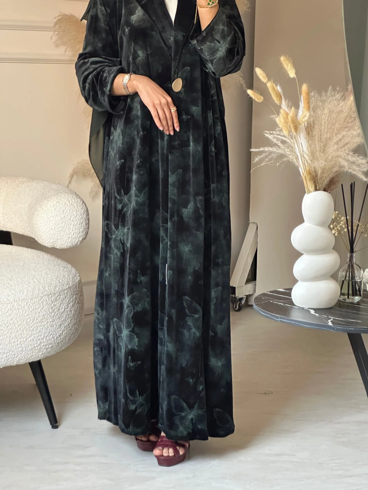 C 0751-03 Green Butterfly Abaya - Image 5