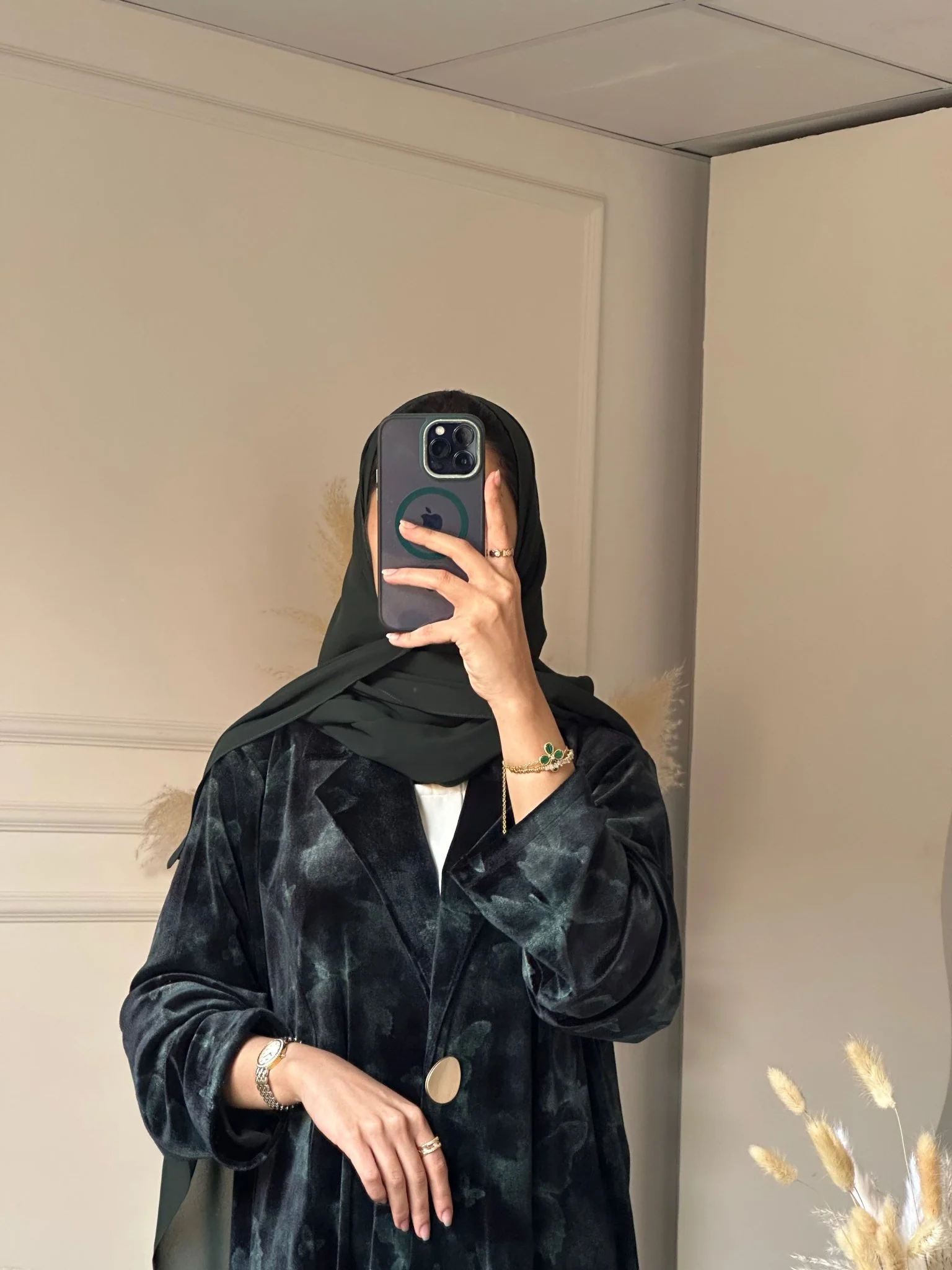 C 0751-03 Green Butterfly Abaya - Image 6