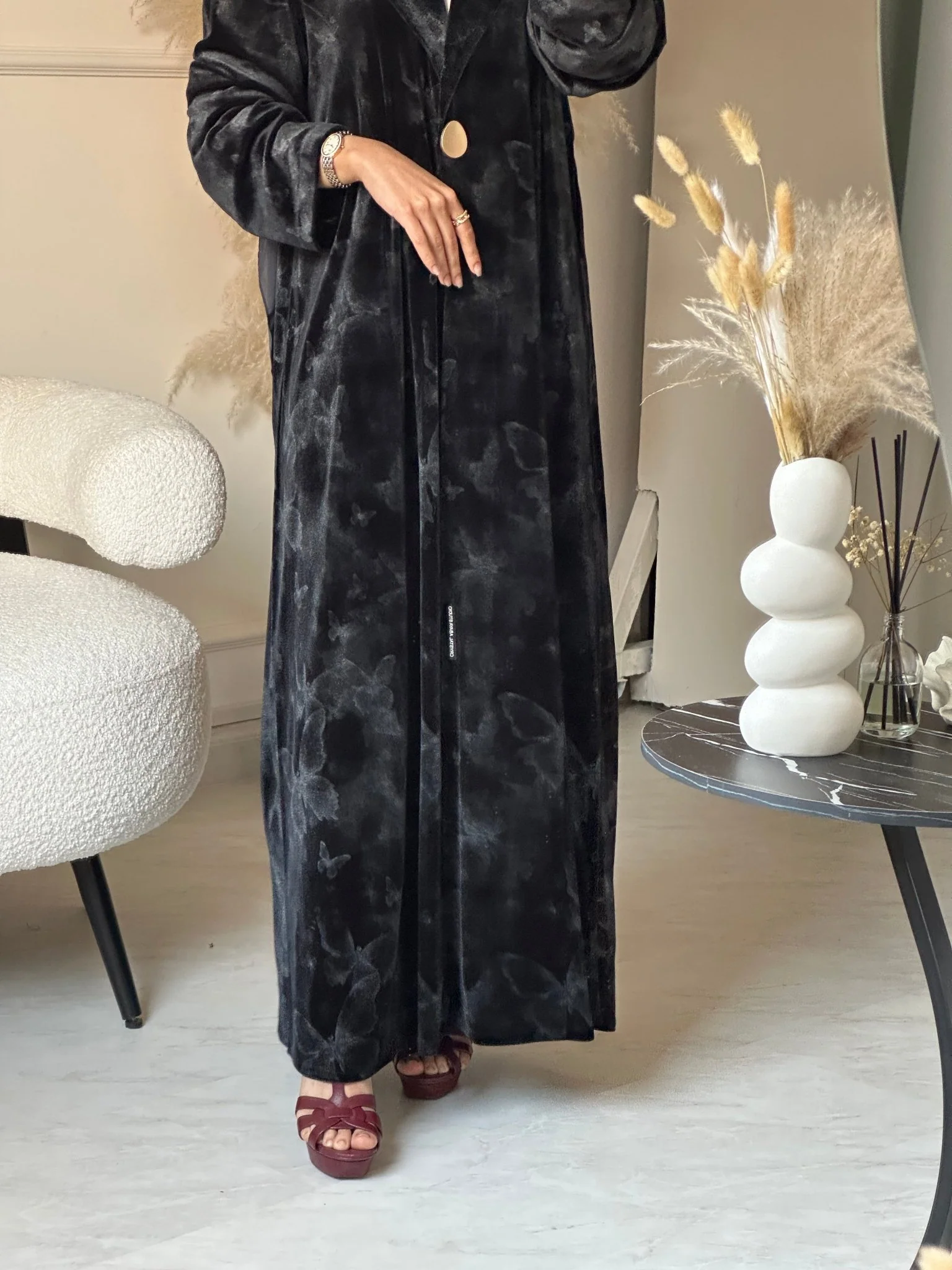 C 0751-04 Grey Butterfly Abaya - Image 6