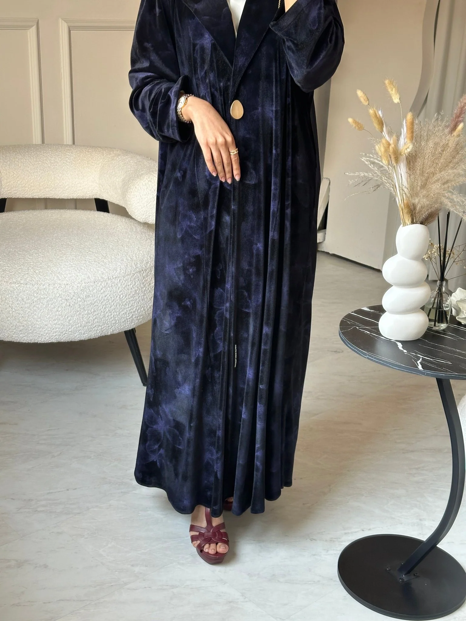 C 0751-05 Navy Blue Butterfly Abaya - Image 7