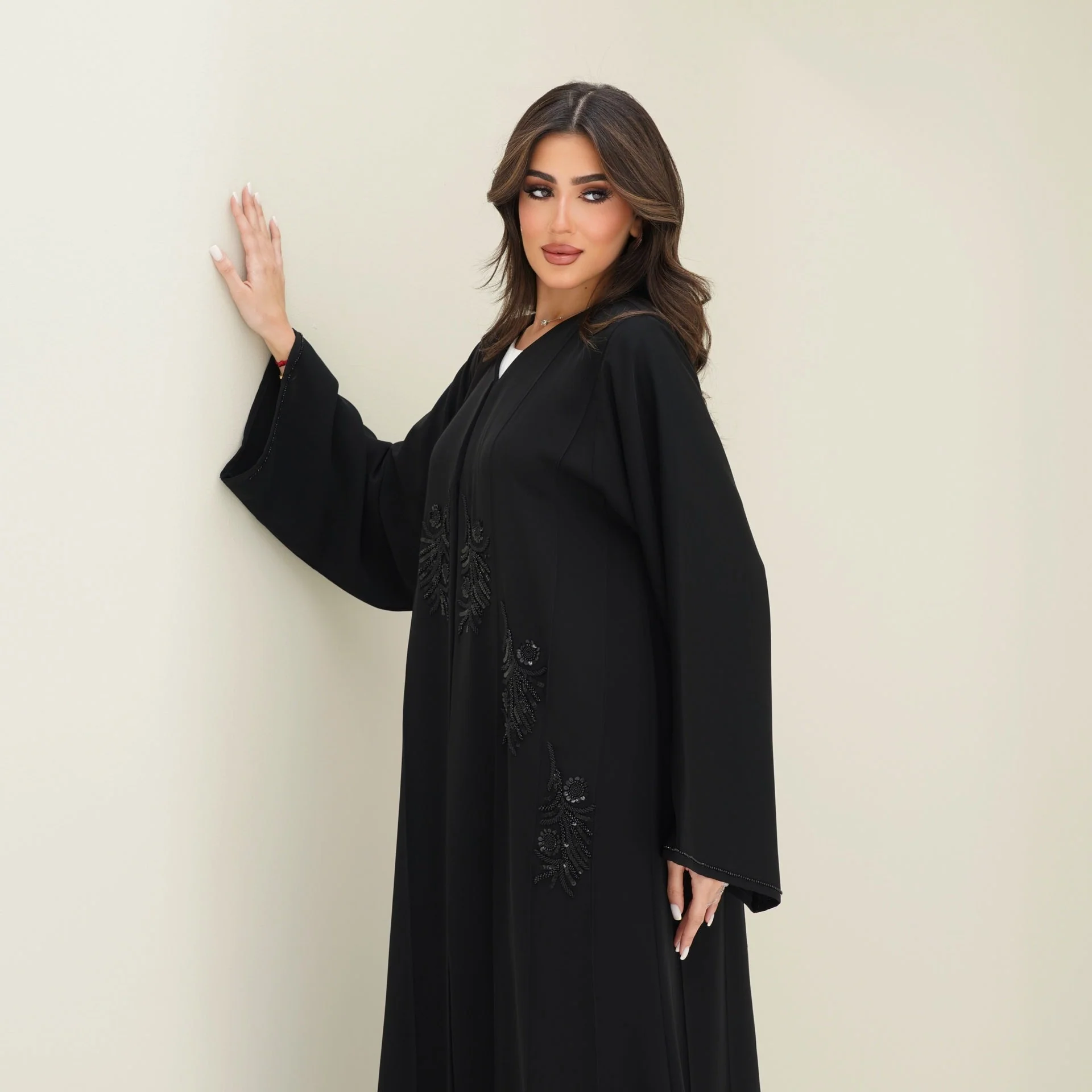 C 0759 Black Beaded Abaya - Image 5
